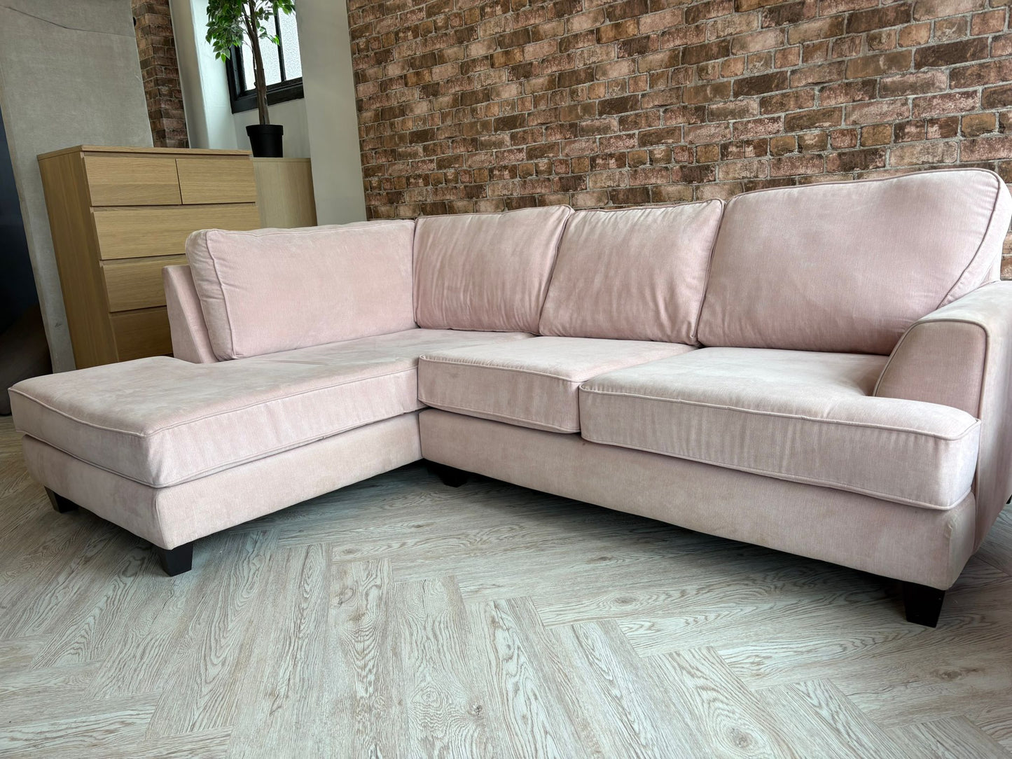 Pale Pink Corner Sofa @