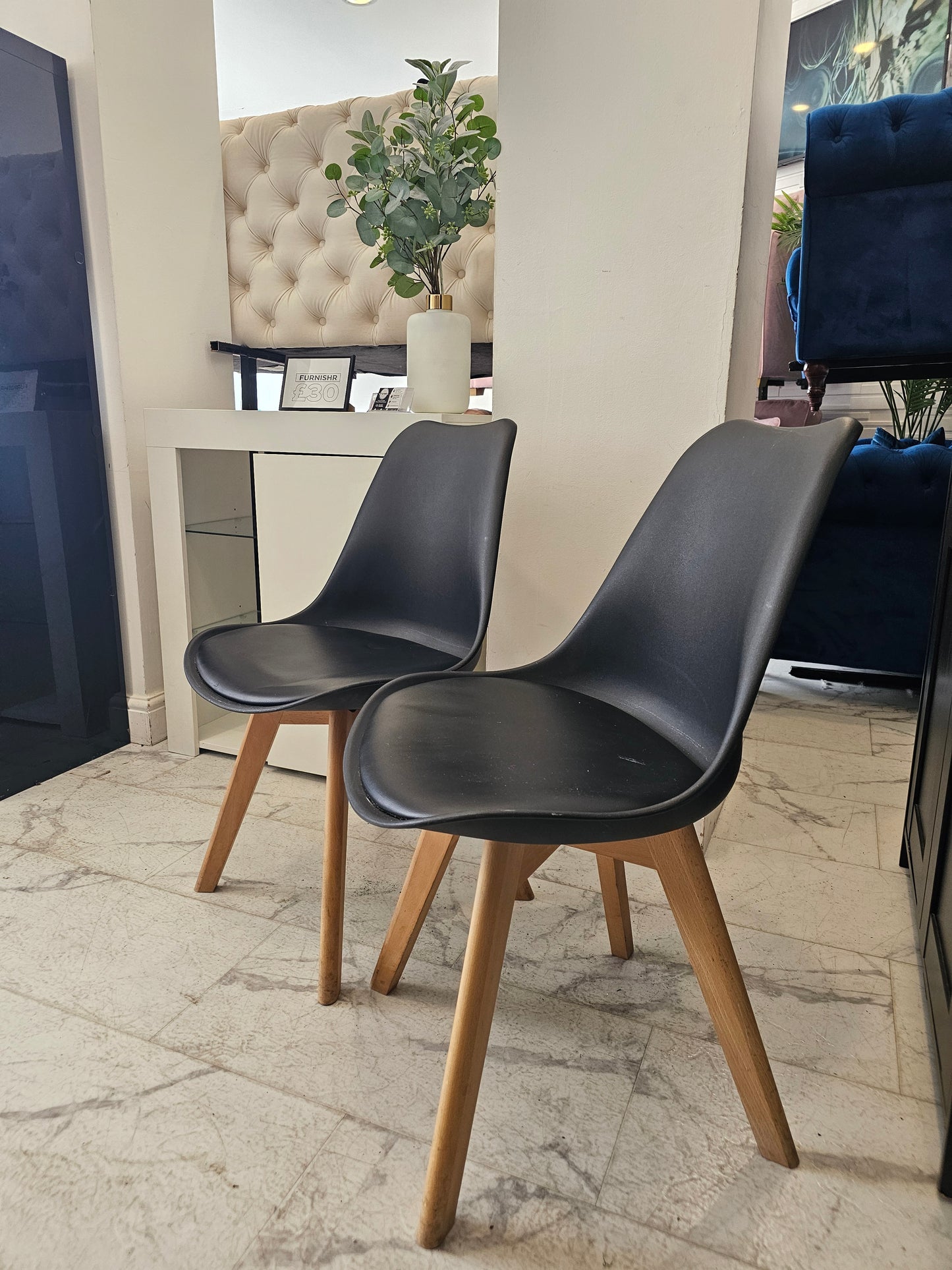 Set of 2 Black Dining Chairs