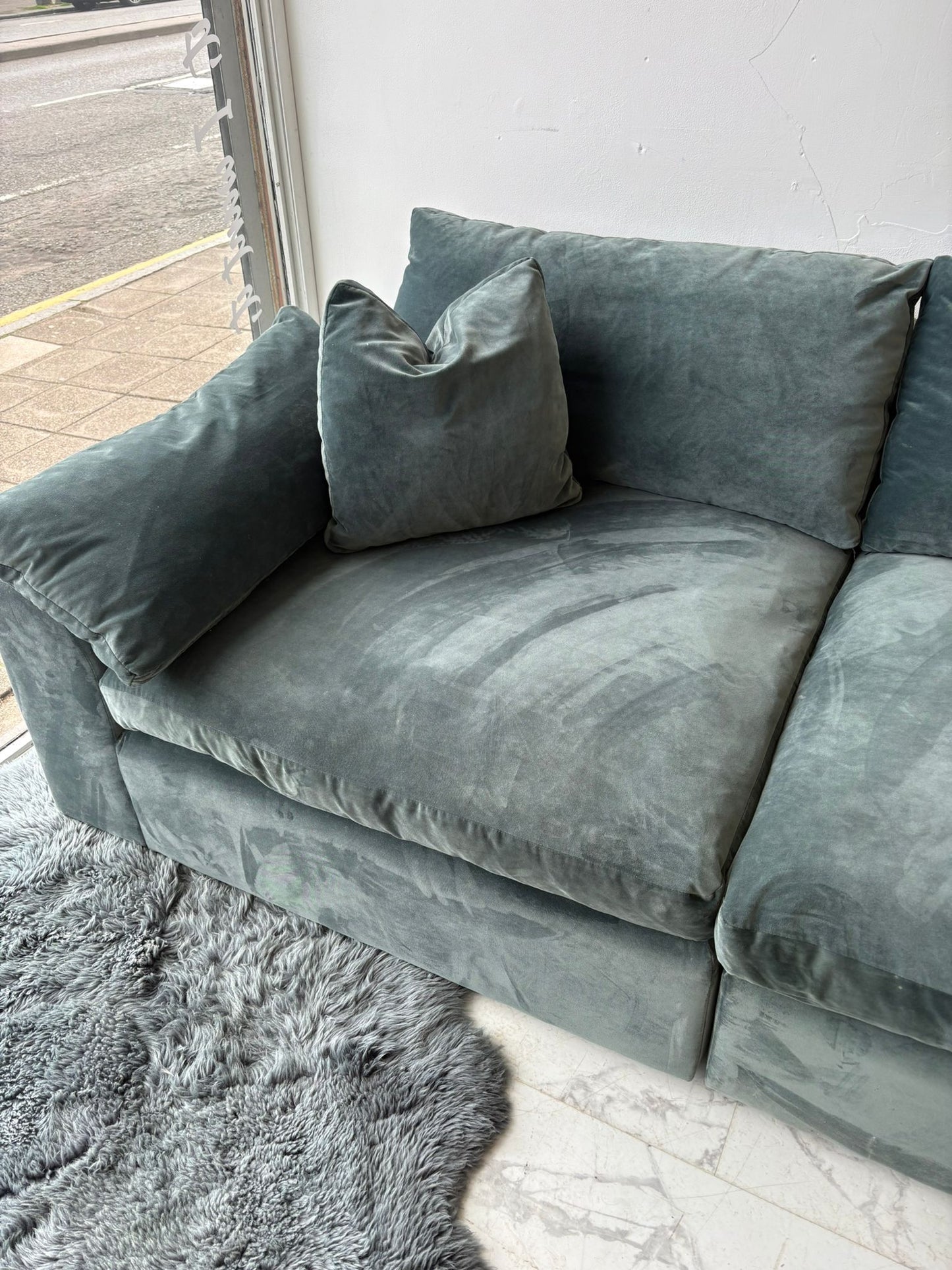 Loaf Cuddlemuffin Medium Sofa in Mermaid Plush Velvet *RRP £4095