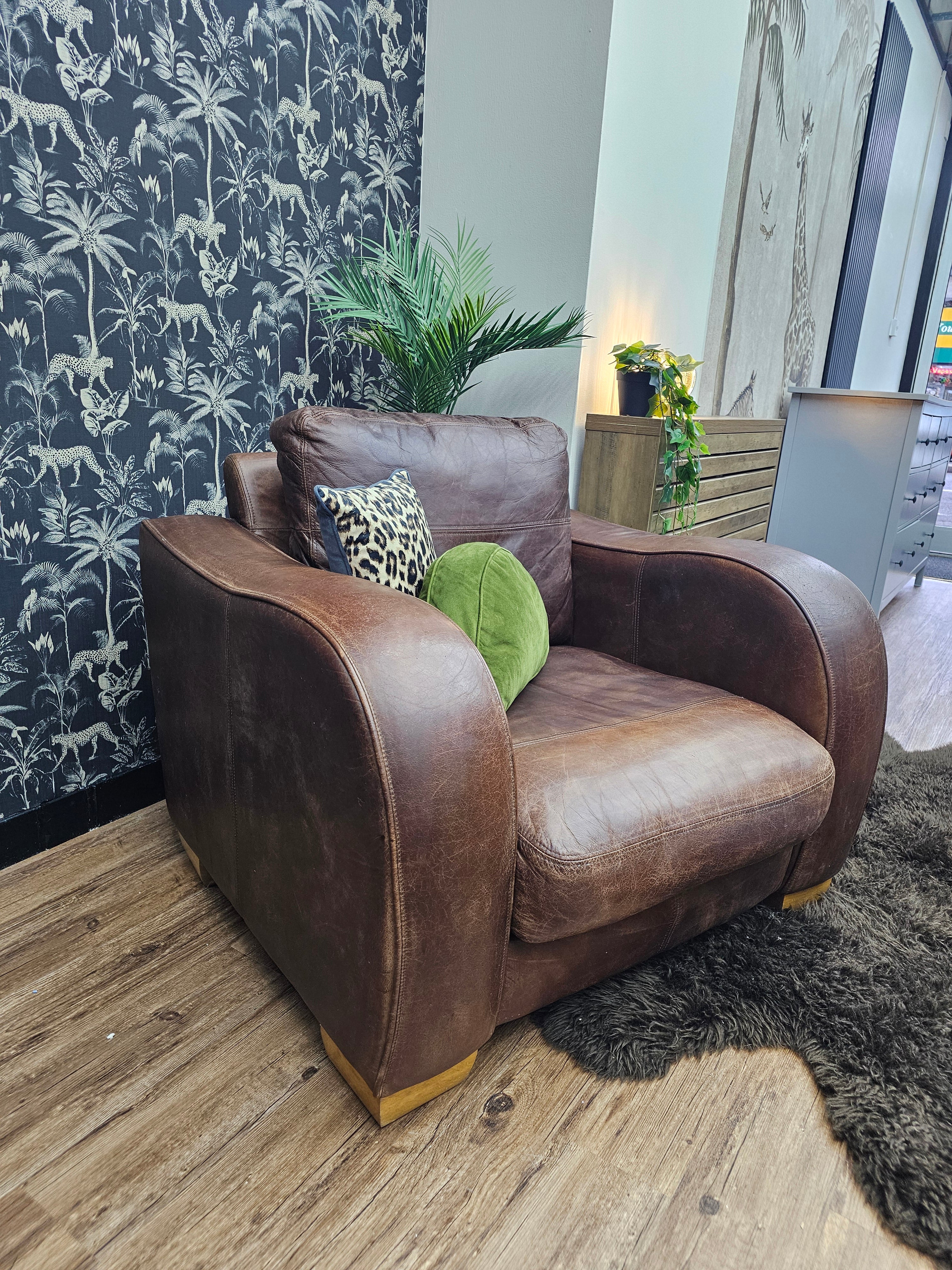 Distressed Leather Armchair