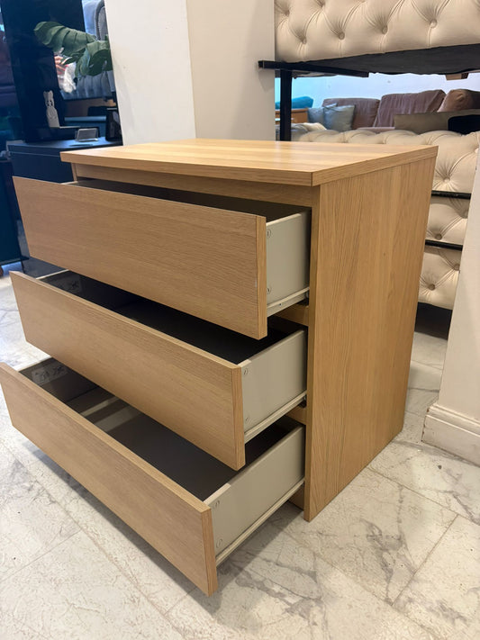 Ikea Malm White Oak 3 Drawer Chest T