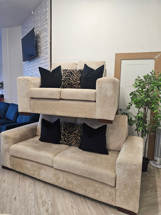 DFS Cream Fabric 3 & 2 Seater Sofas @