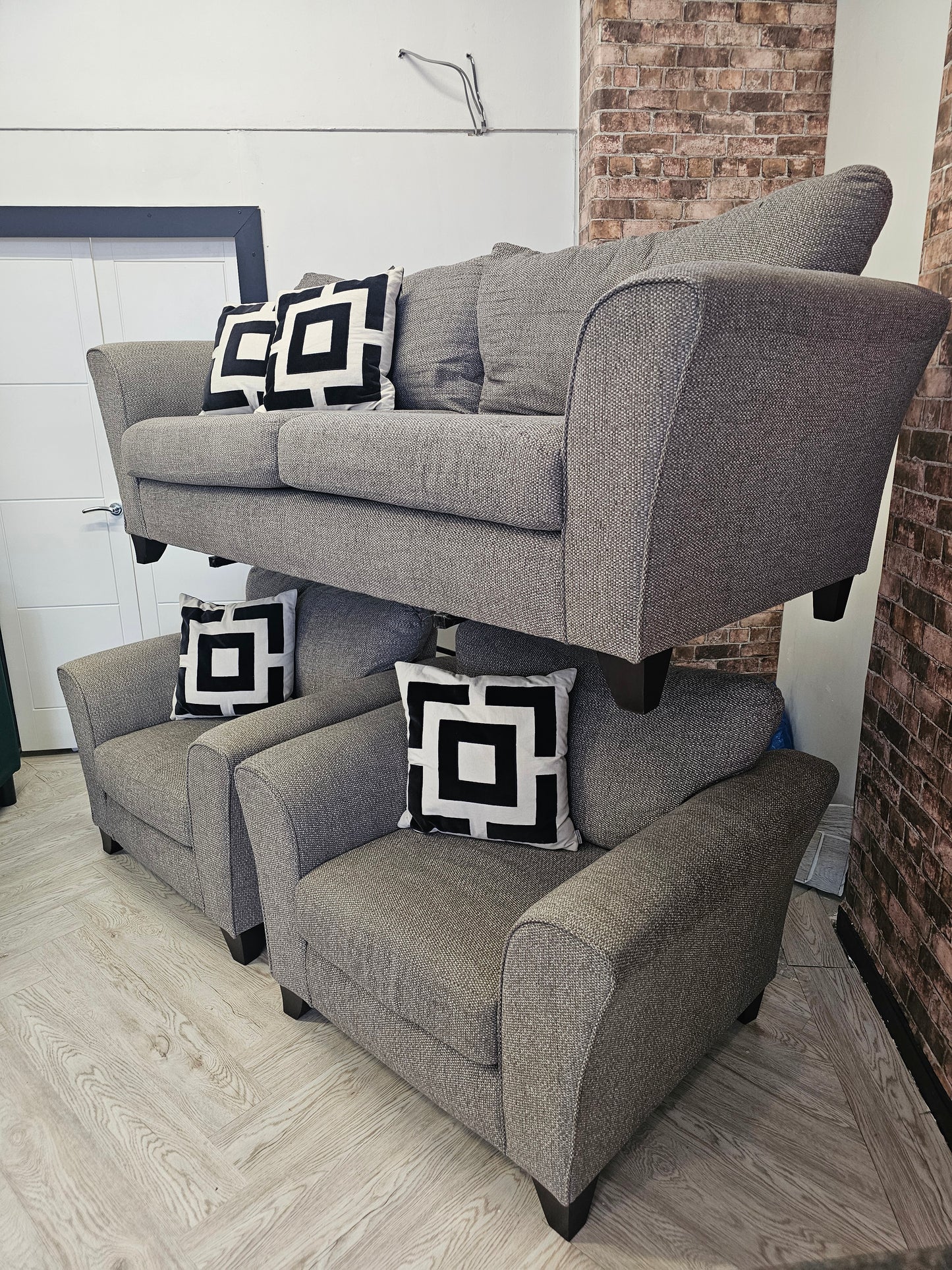 SCS Theo Greige 3 Seater Sofa & 2 Armchairs @