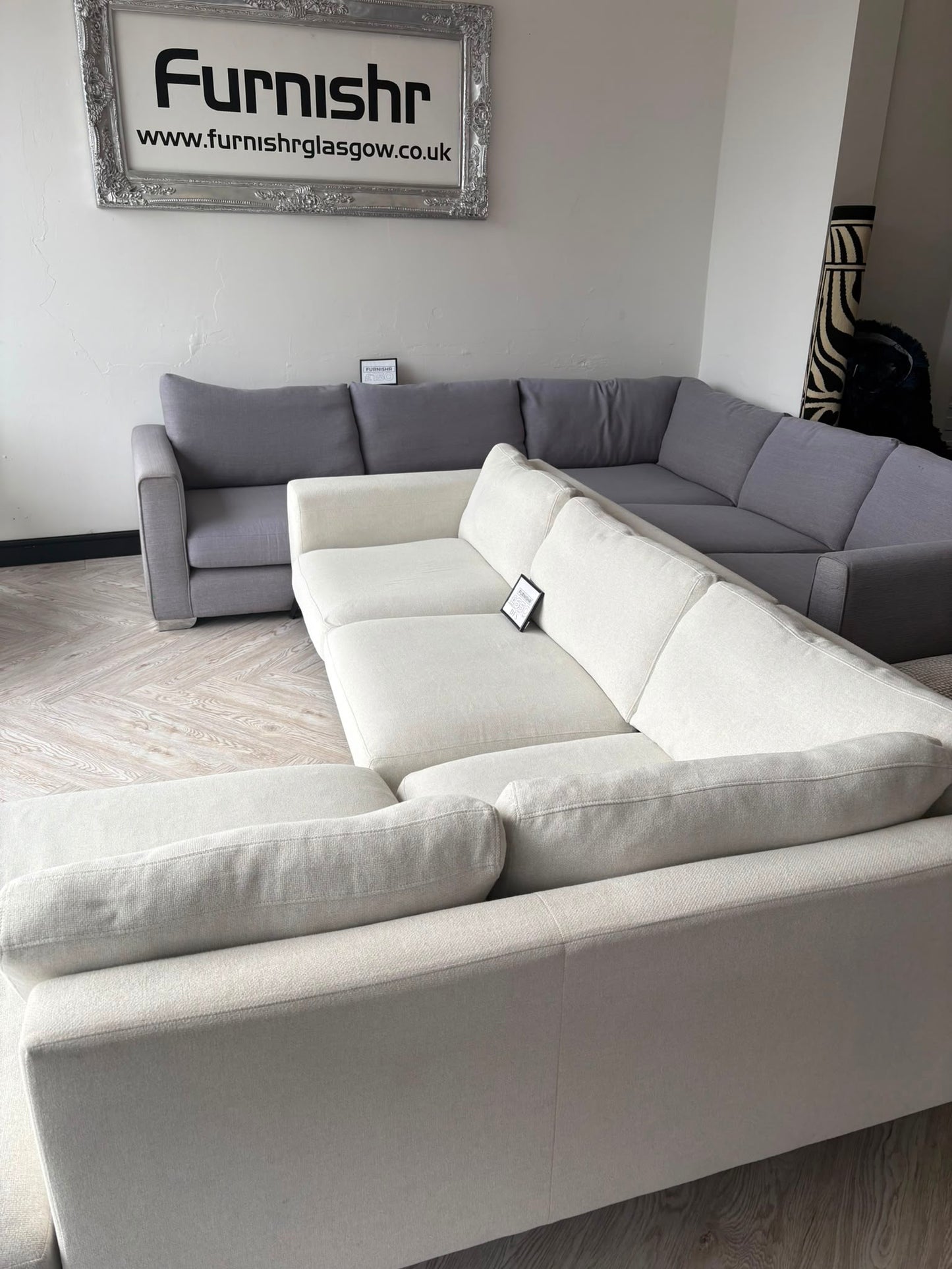 DFS Lexia Cream Fabric Corner Sofa #