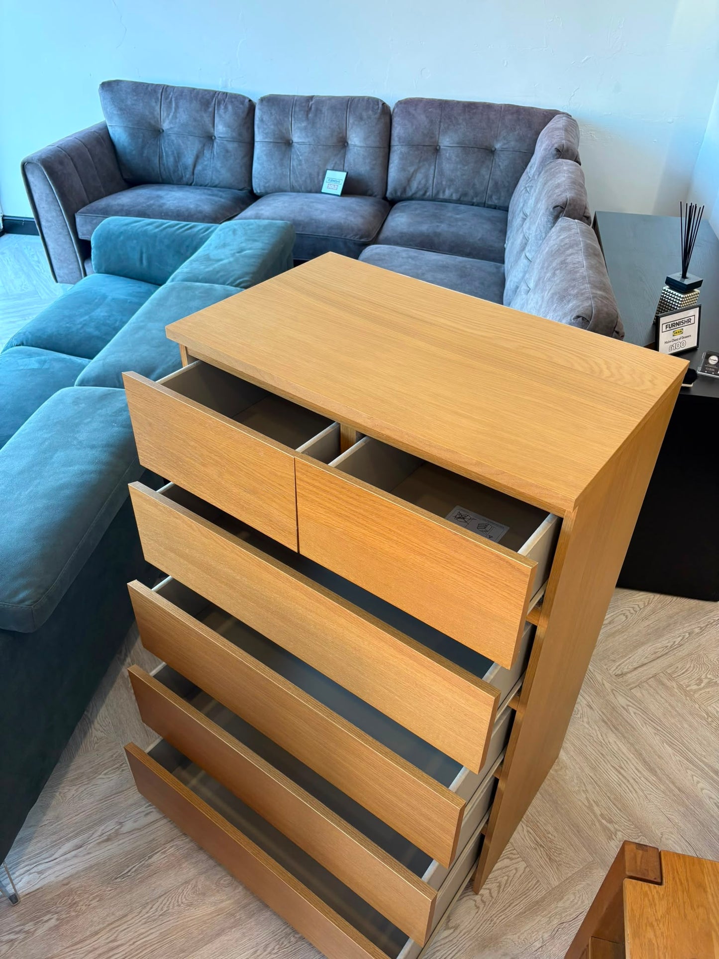 Ikea Malm Oak 6 Drawer Chest #