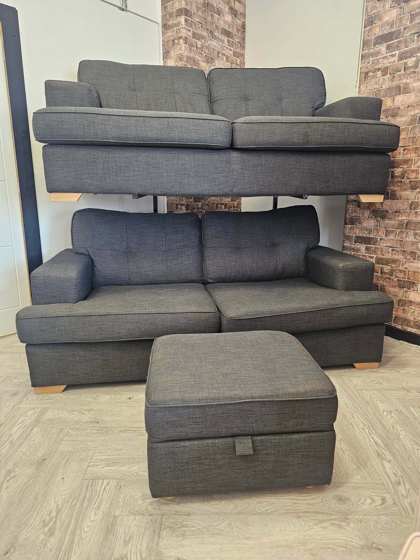 DFS Freya 3&2 Seater Charcoal Grey Sofas with Ottoman