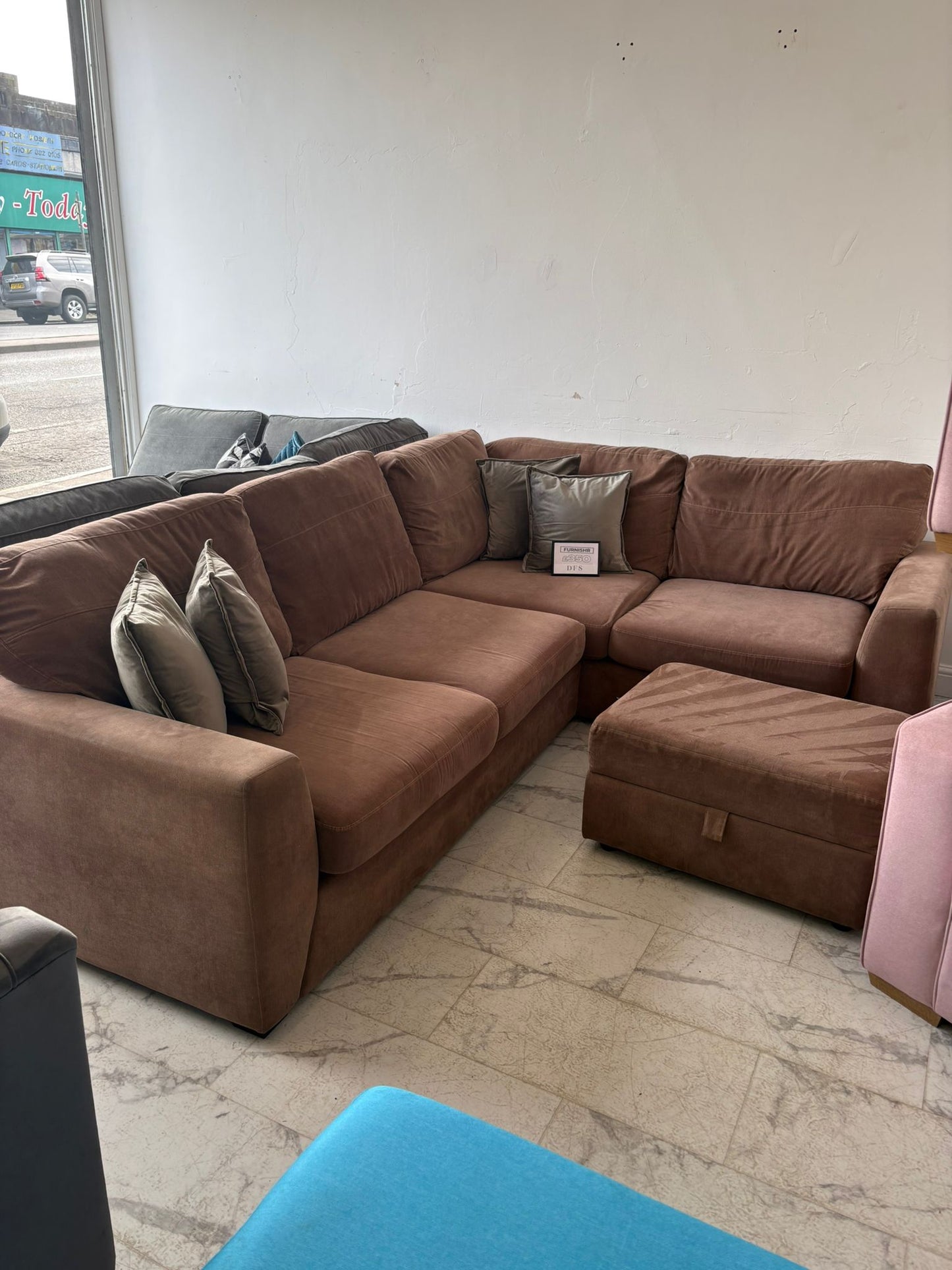 DFS Orka Mocha Corner Sofa & Ottoman B