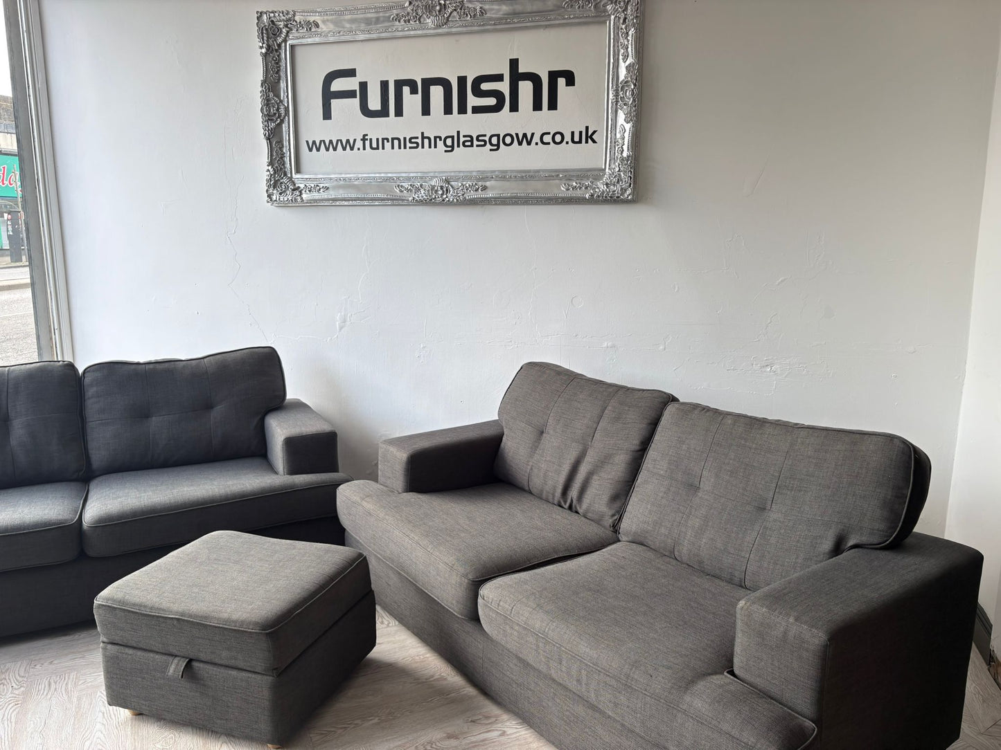 DFS Freya 3&2 Seater Sofas & Ottoman in Charcoal Grey #