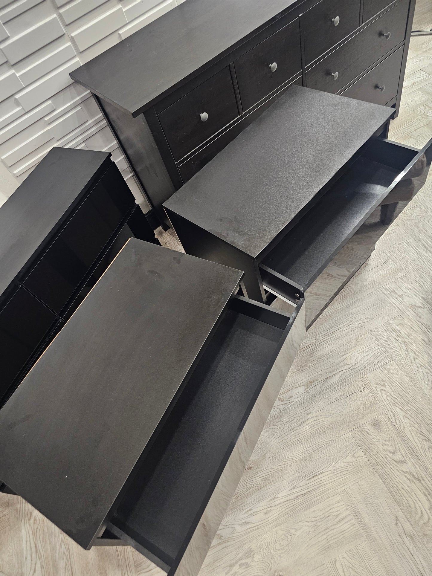 The Range Pair of Black High Gloss 3 Drawer Chests @