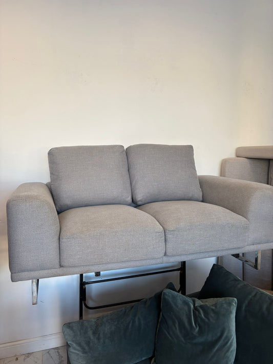 2 Seater Grey Fabric Sofa