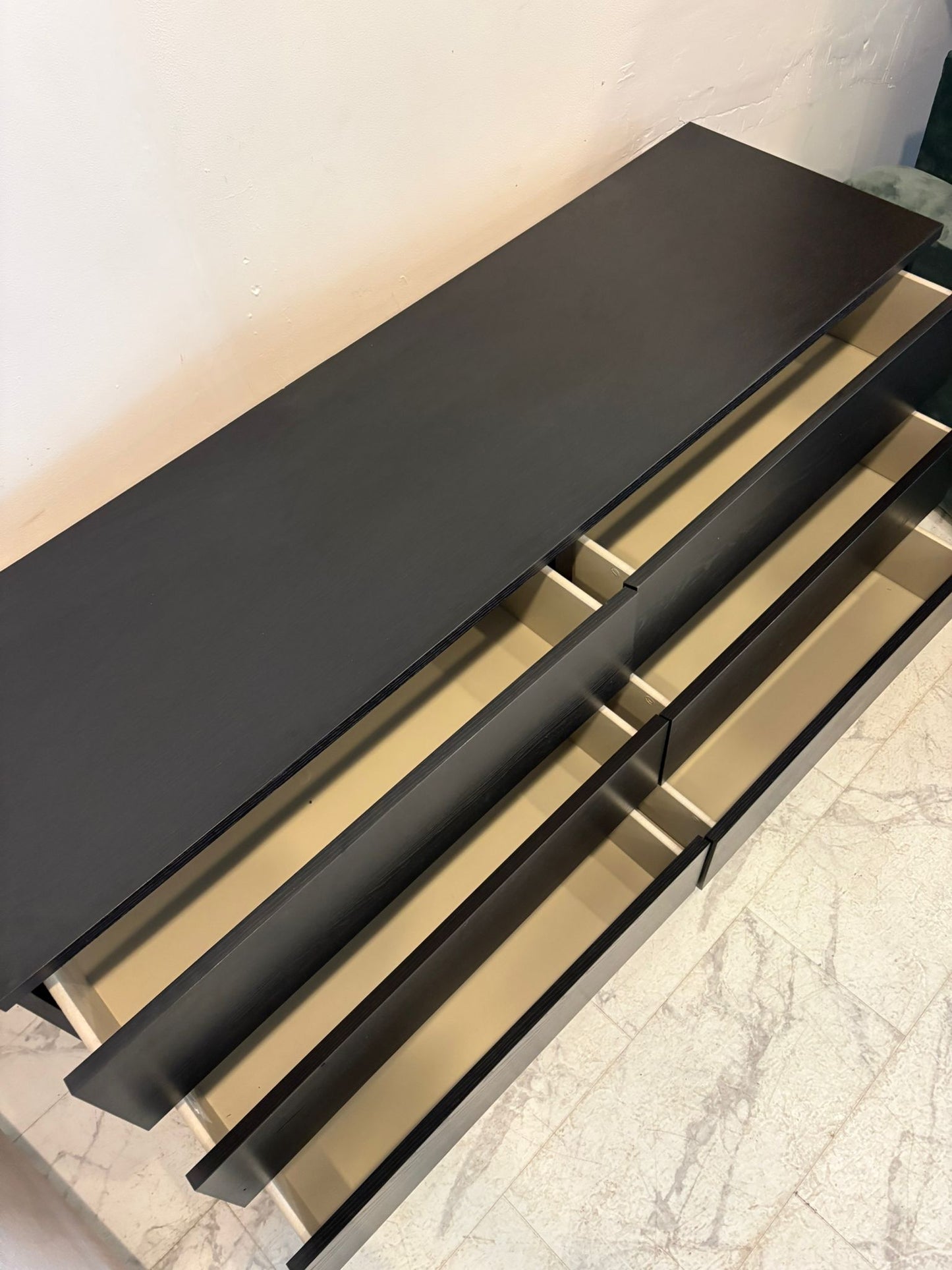 Ikea Malm Black 6 Drawer Chest T