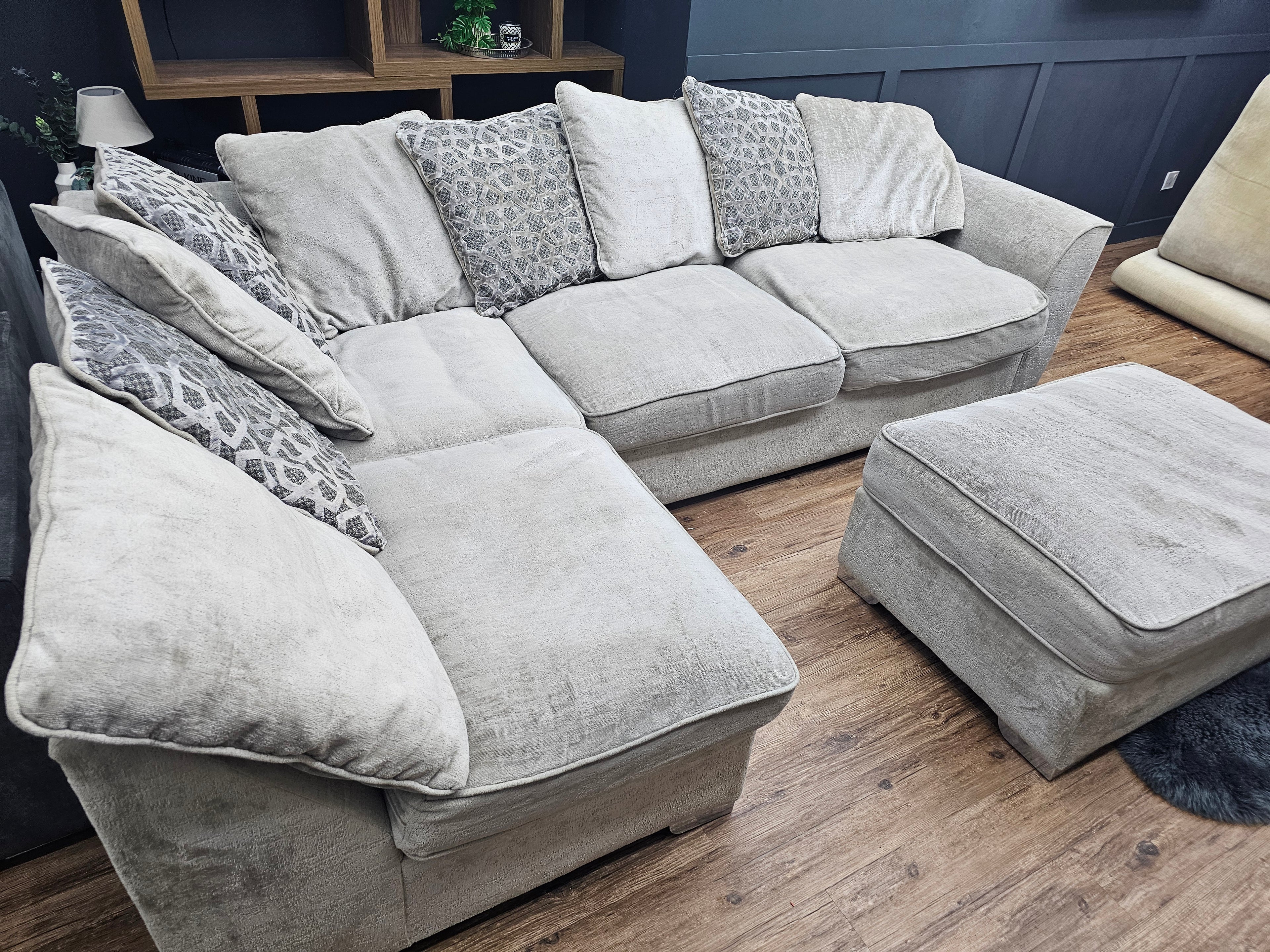 Sofology Greige Corner Sofa & Footstool