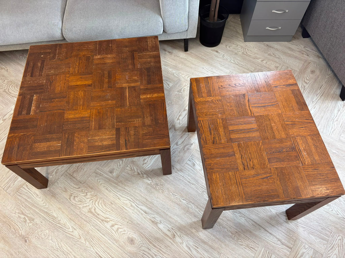 Large Dark Wood Parquet Side Table @
