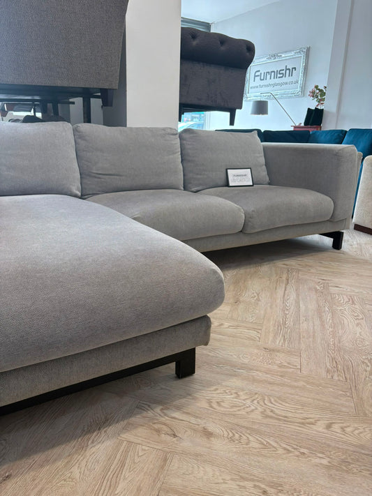 Ikea Nockeby Grey Fabric 3 Seater Chaise Sofa @