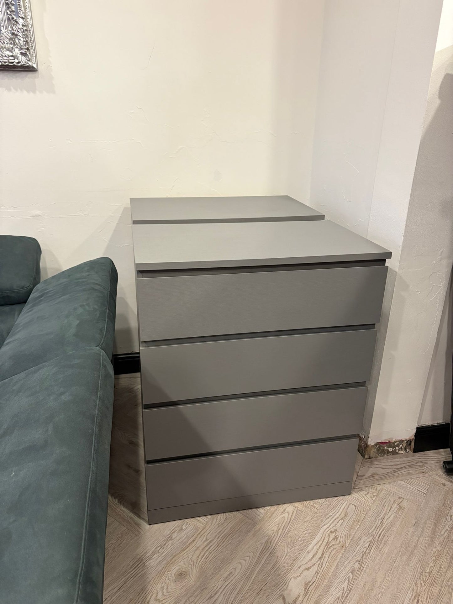 Ikea Malm Grey 4 Drawer Chest (as new condition) #