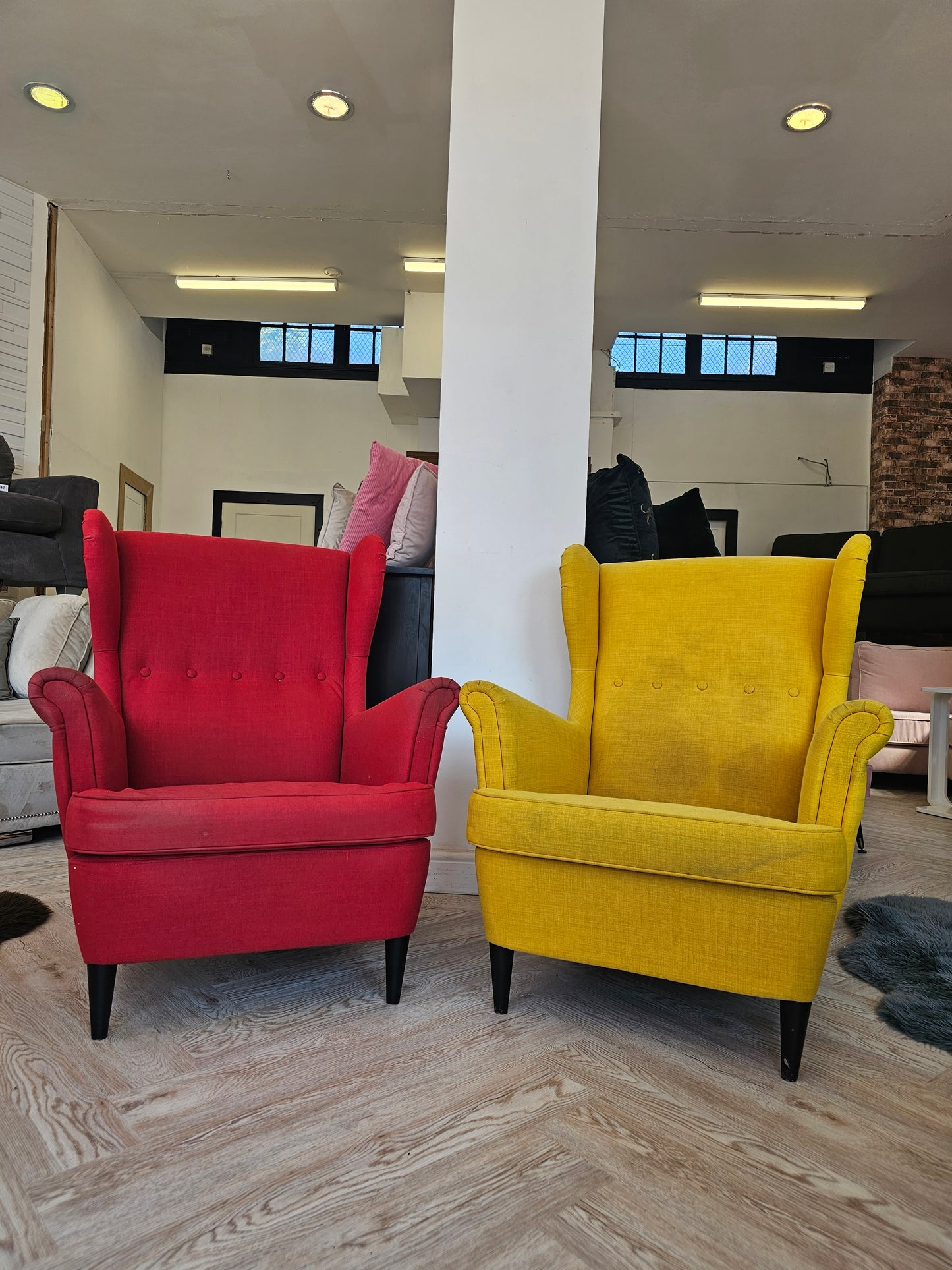 FREE FREE FREE Ikea Strandmon Red & Yellow Chairs (need cleaned)