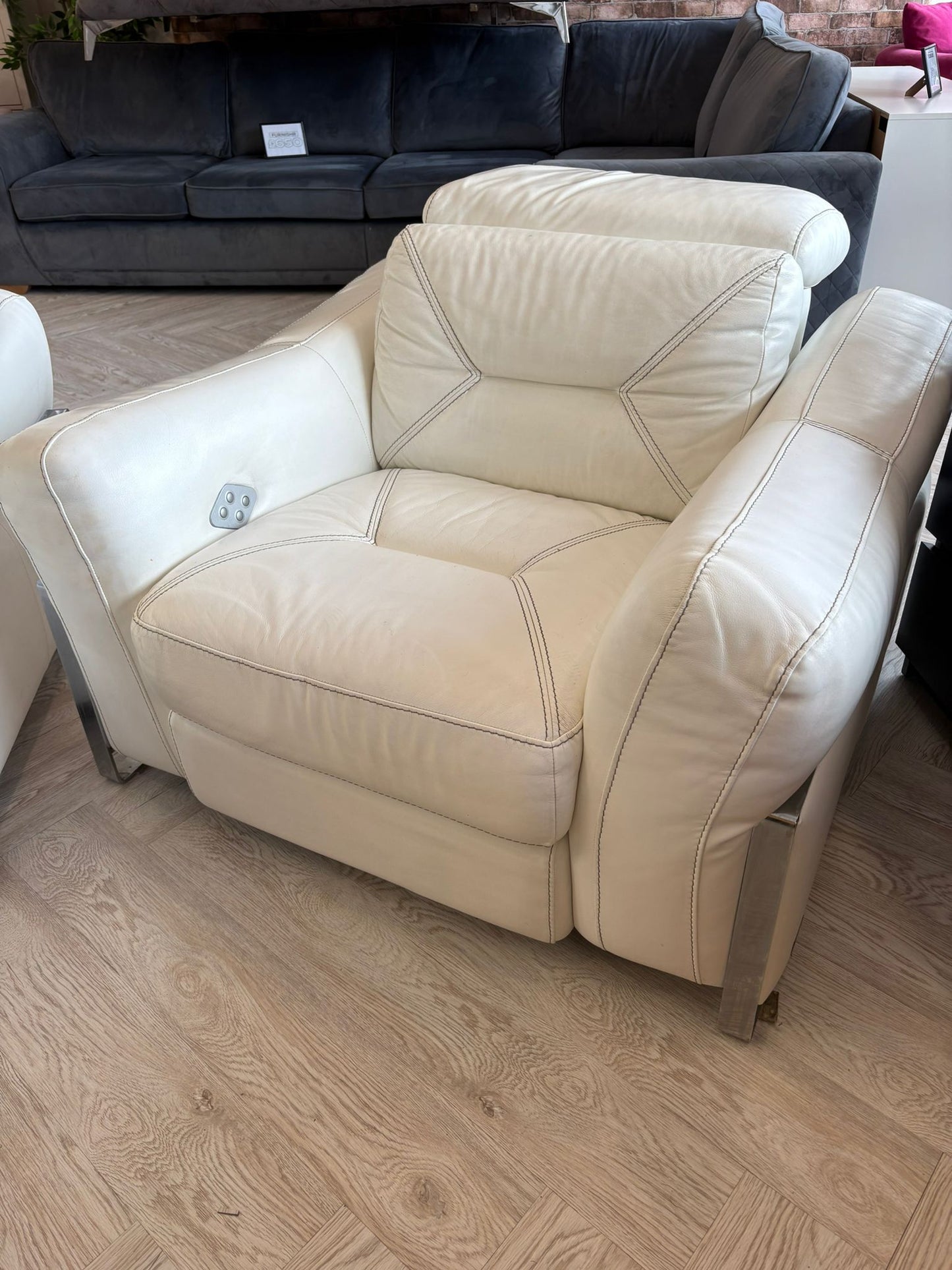 SCS SiSi Italia White Leather Power Recliner 3 Seater Sofa & Chair @#
