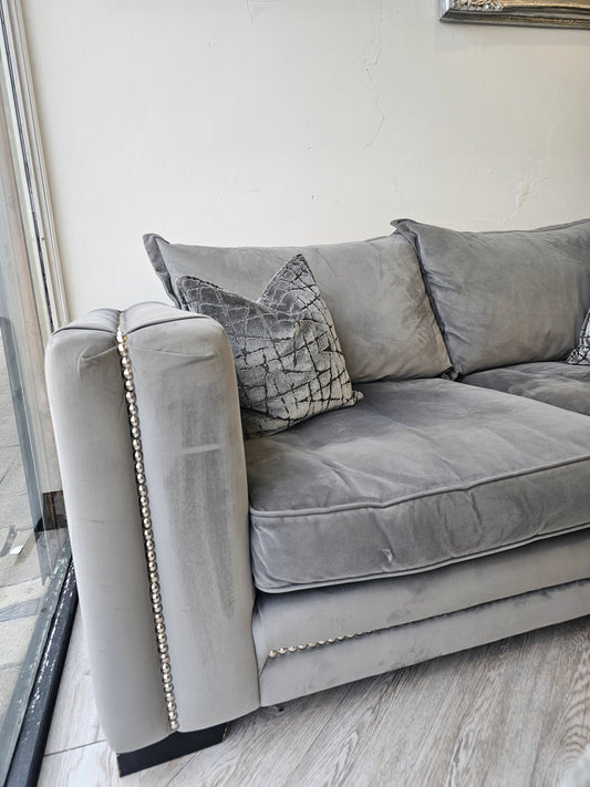 ScS Lawrence Llewelyn-Bowen Portofino 3&2 Grey Plush Sofas #