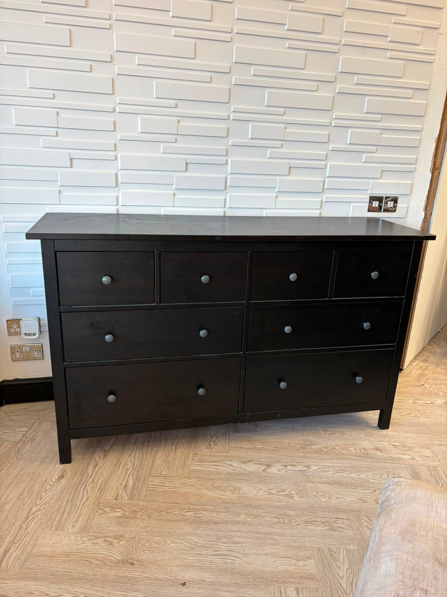 Ikea Hemnes Black 8 Drawer Chest @