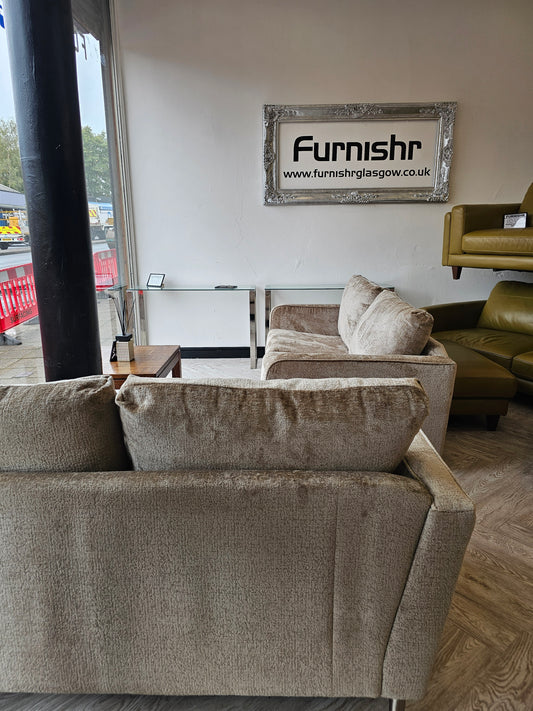 AS NEW! DFS Champagne/Beige Chenille 3&2 Seater Sofas #
