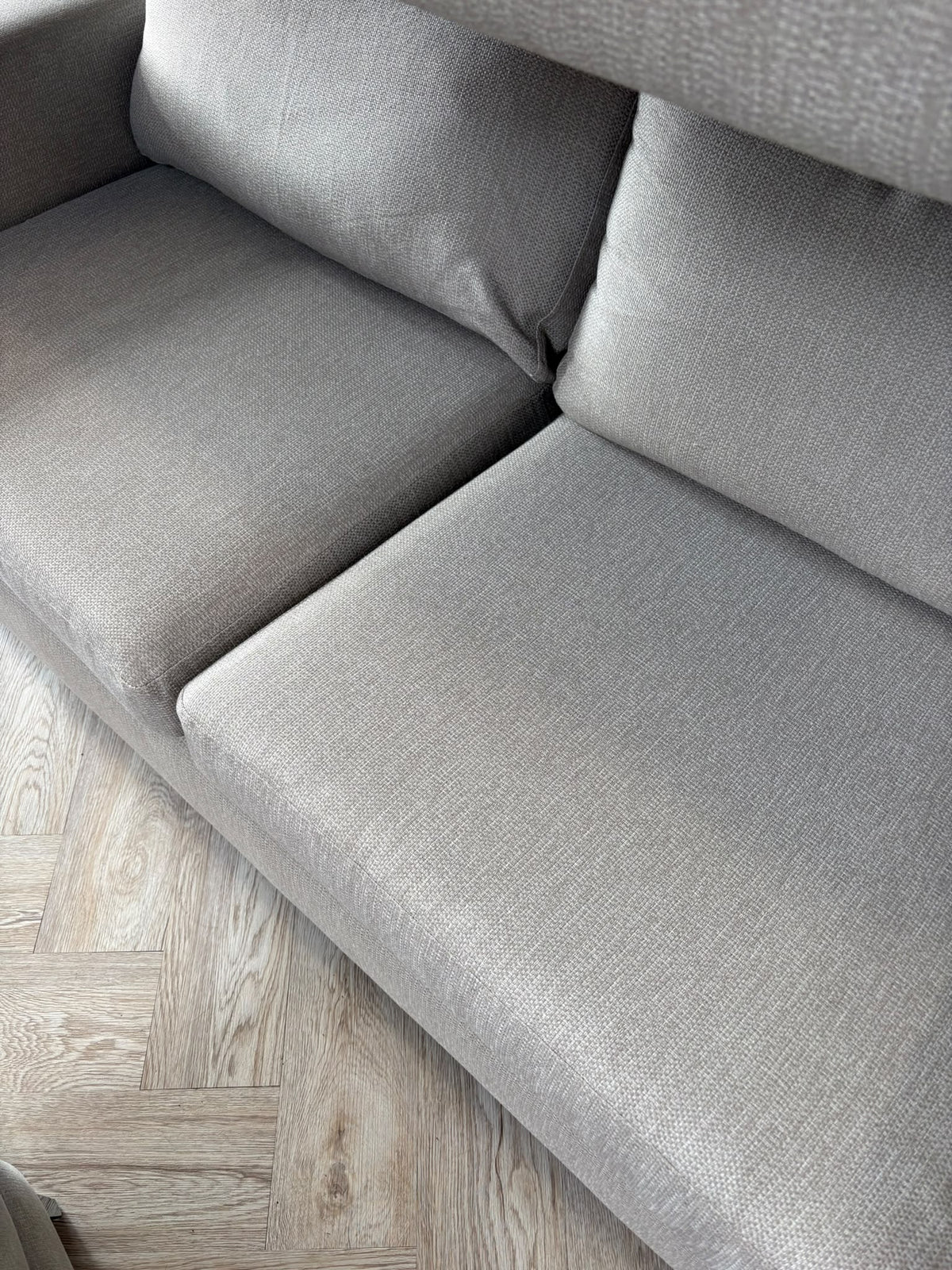 Contemporary Greige Fabric 2 x 2 Seater Sofas #