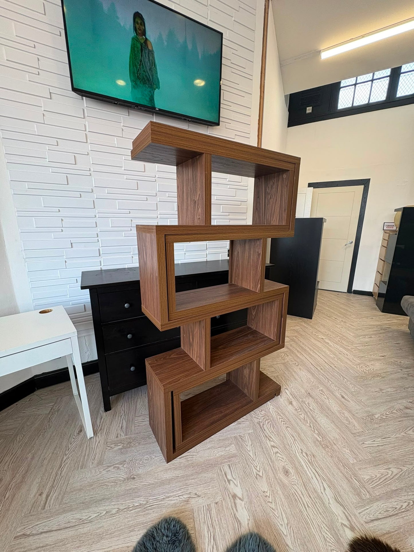 NEXT Dark Bronx Oak Effect Display Shelf