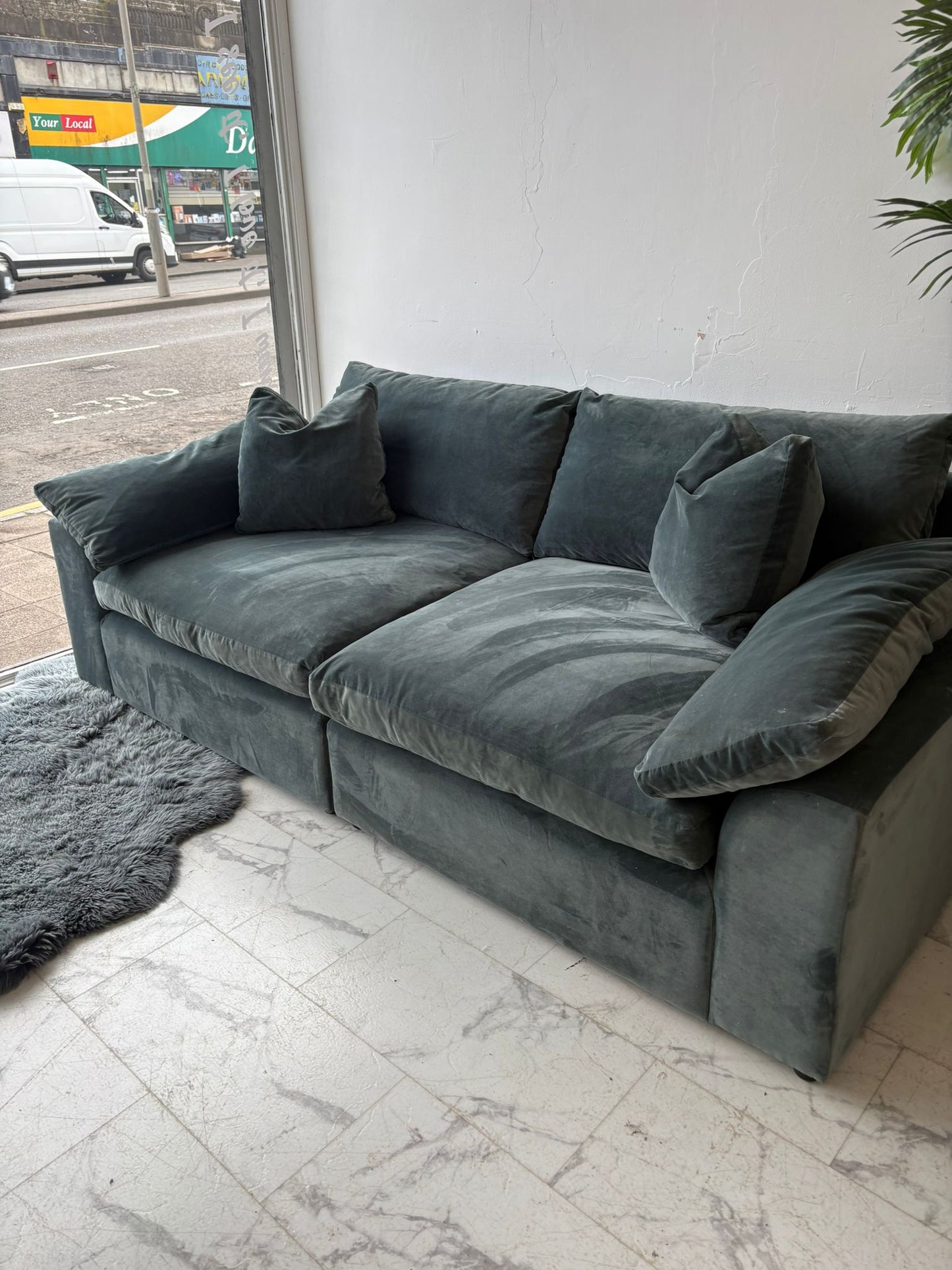 Loaf Cuddlemuffin Medium Sofa in Mermaid Plush Velvet *RRP £4095