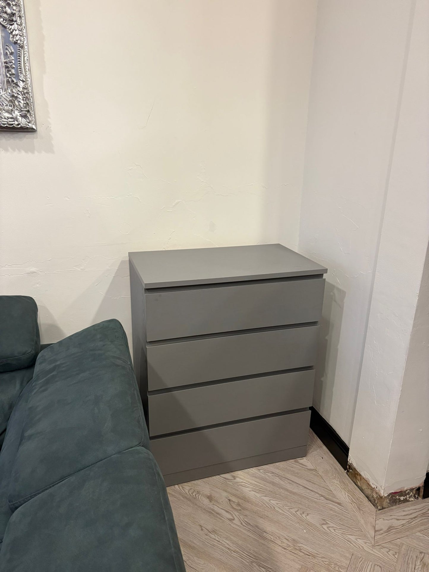 Ikea Malm Grey 4 Drawer Chest (slight surface graze) #