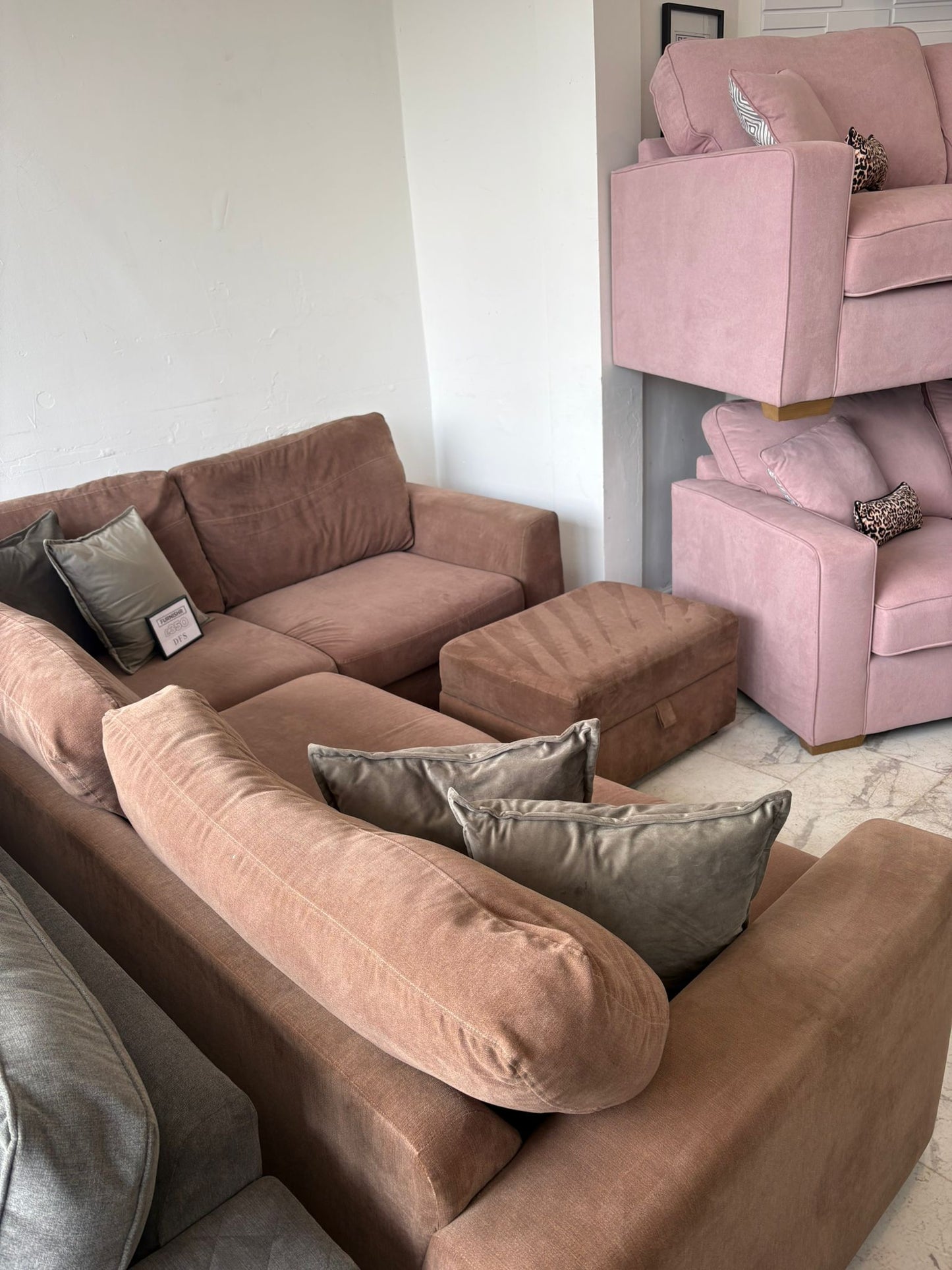 DFS Orka Mocha Corner Sofa & Ottoman B