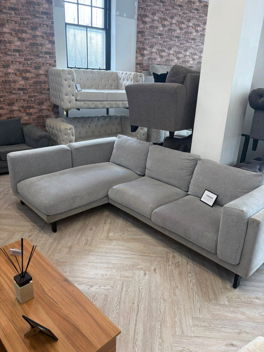 Ikea Nockeby Grey Fabric 3 Seater Chaise Sofa @