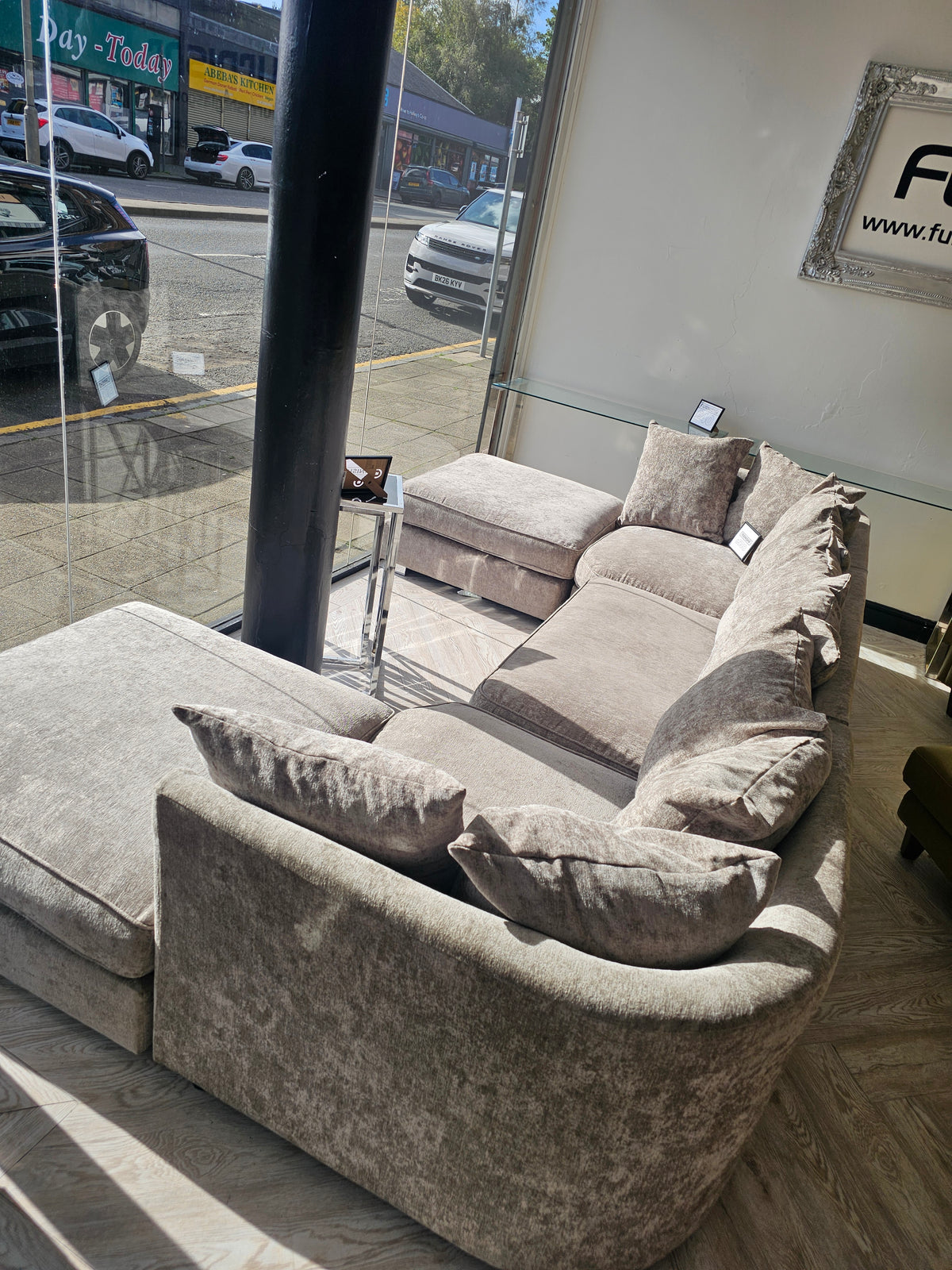 Sofaclub Bishop U-Shape Sofa in Frosty Mink Chenille @