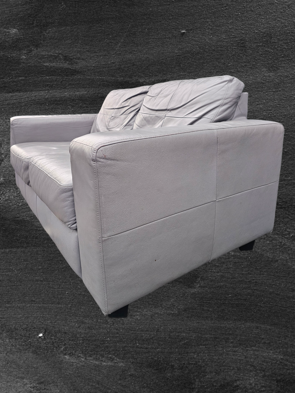 Ikea Grey Leather 2 Seater Sofa