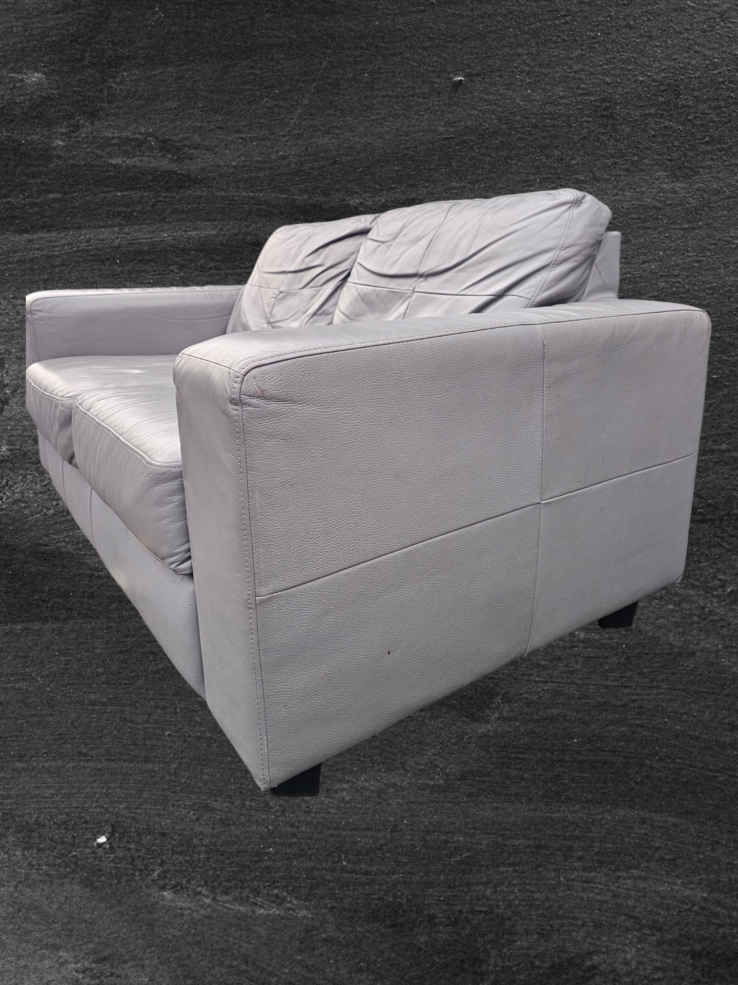 Ikea Grey Leather 2 Seater Sofa