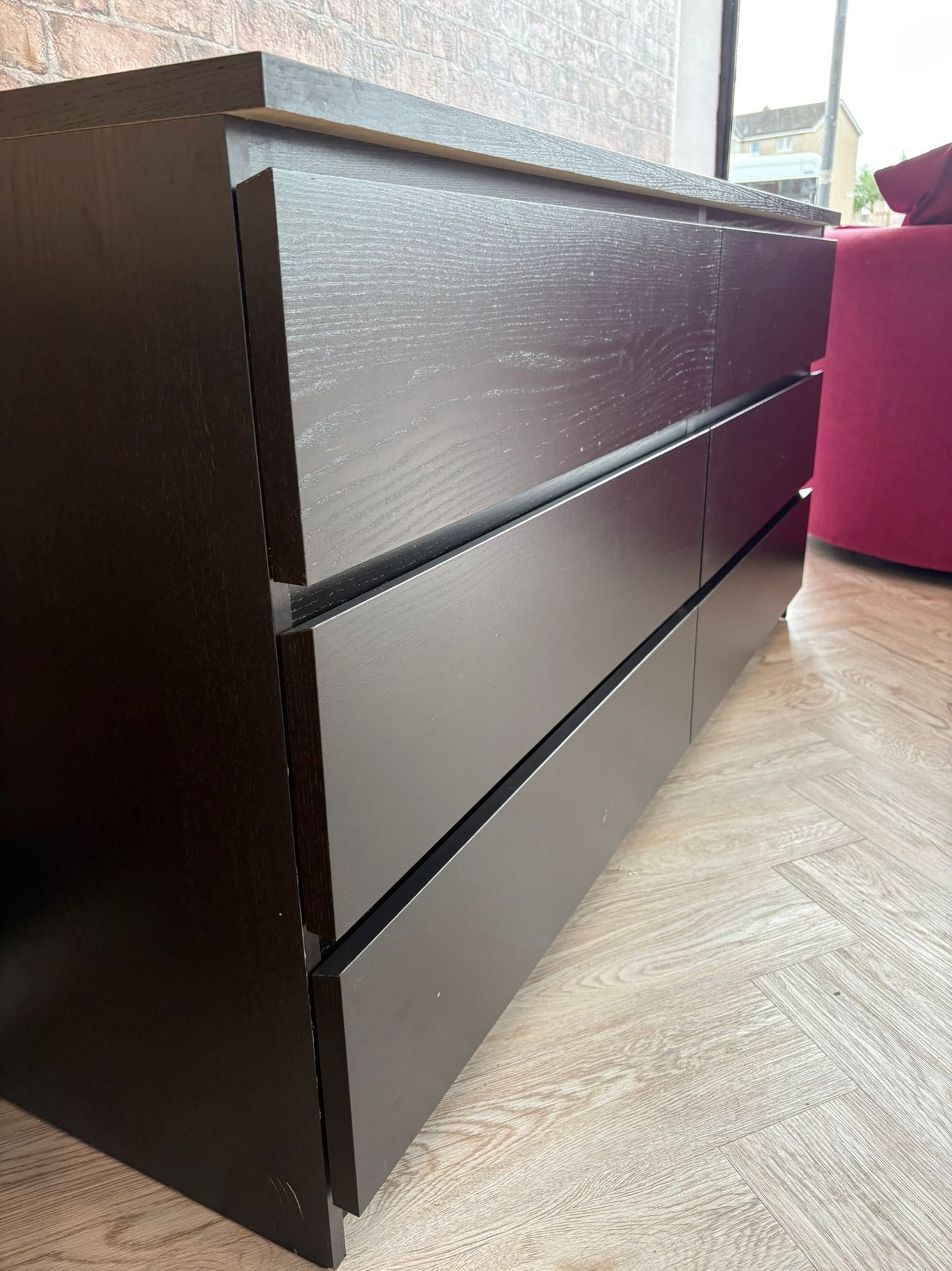Ikea Malm Black 6 Drawer Chest @