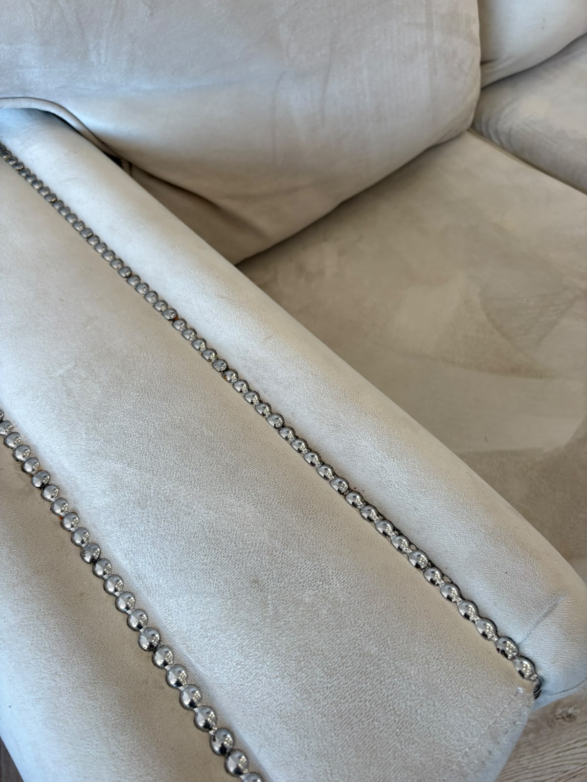 Cream Velvet Corner Sofa (Firm Seats)@