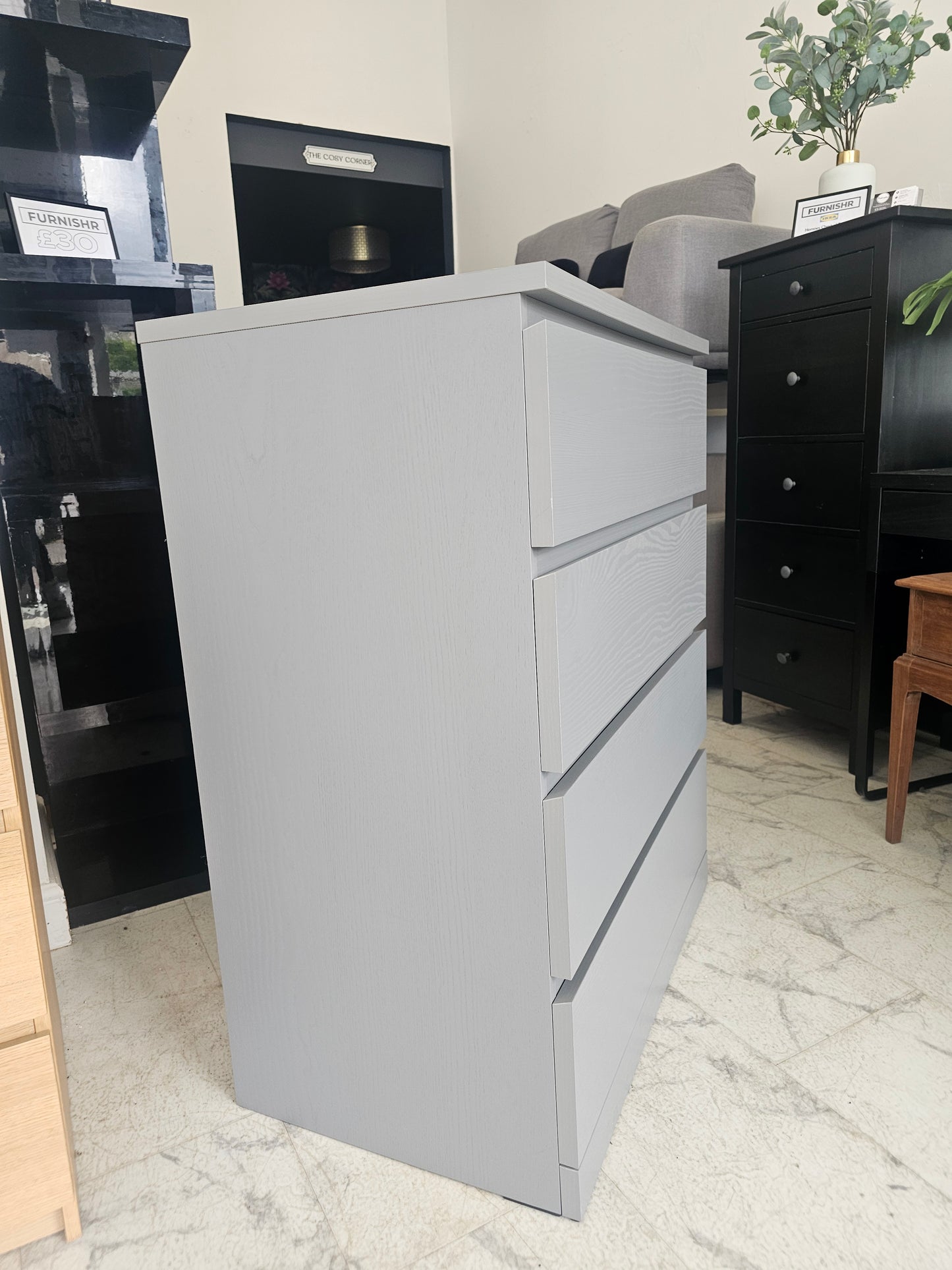 Ikea Malm Grey 4 Drawer Chest T