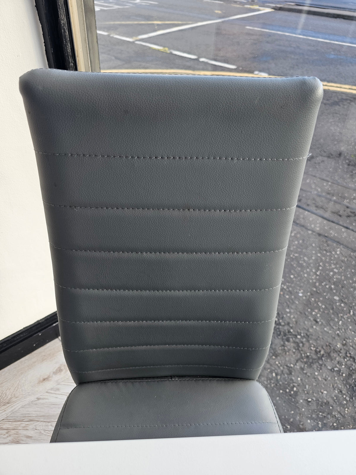 Ikea White Extendable Dining Table & 4 Grey Faux Leather Chairs @#