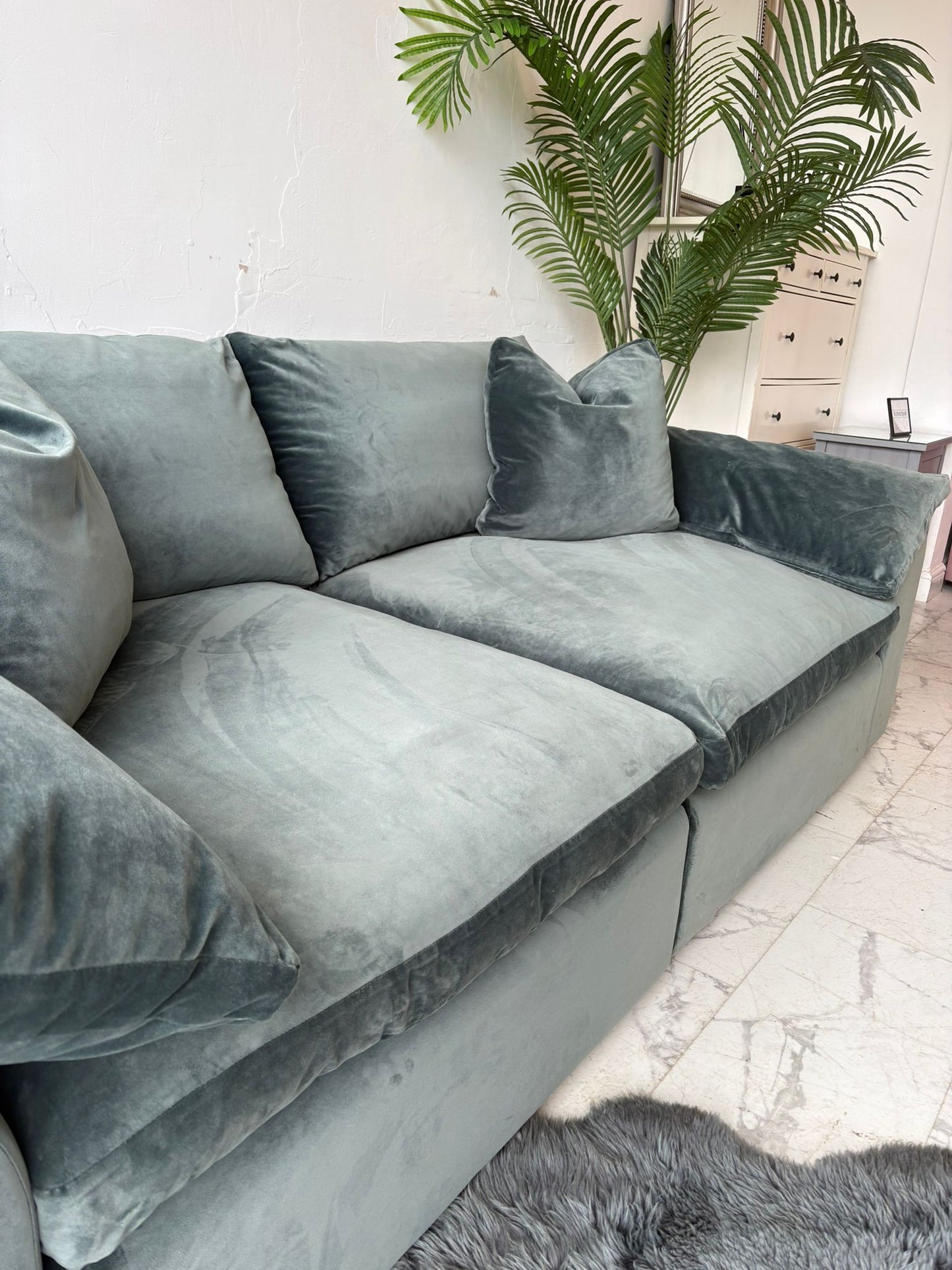 Loaf Cuddlemuffin Medium Sofa in Mermaid Plush Velvet *RRP £4095