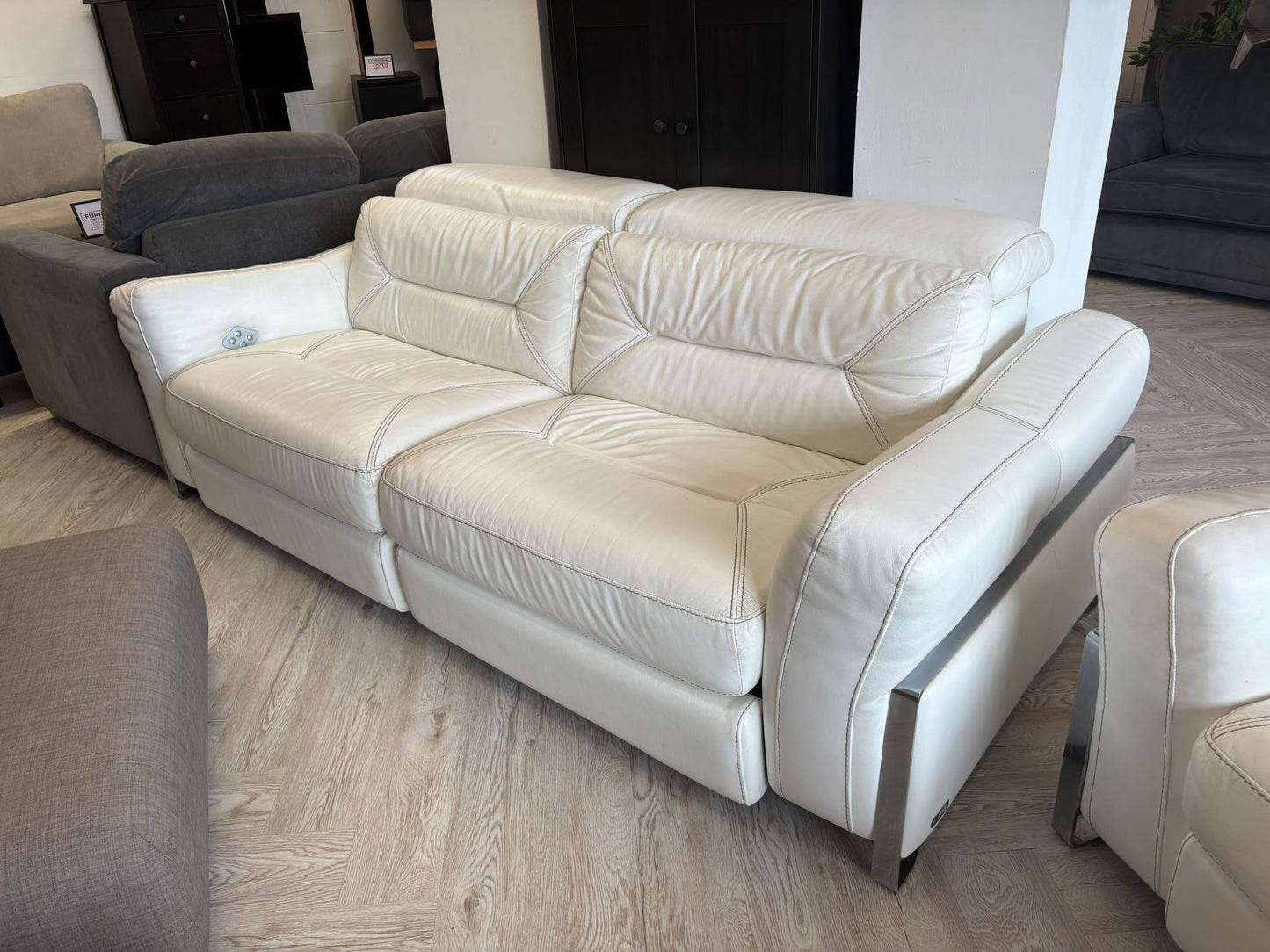 SCS SiSi Italia White Leather Power Recliner 3 Seater Sofa & Chair @#