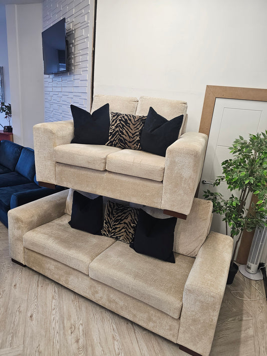 DFS Cream Fabric 3 & 2 Seater Sofas  @
