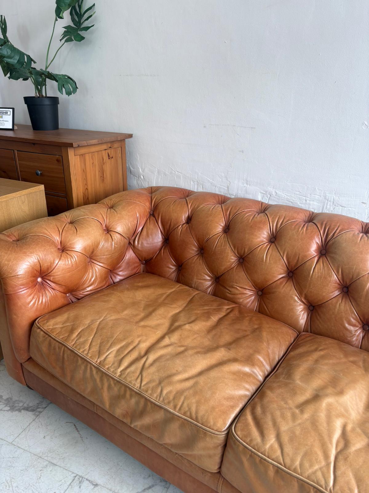 HALO Chesterfield Tan Leather 3 Seater Sofa (*RRP £2349)