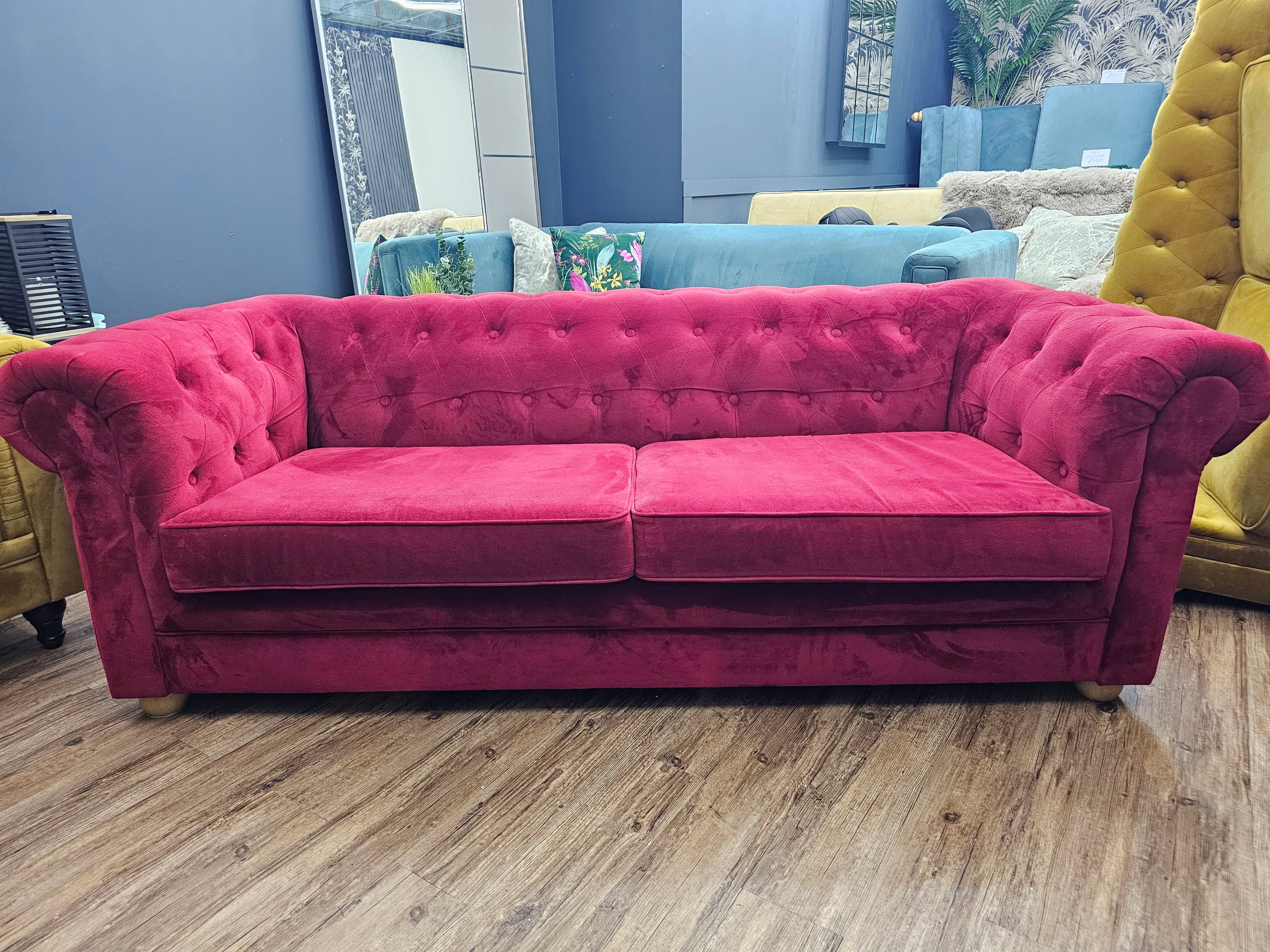 Red Chesterfield Style 3 Seater Sofa