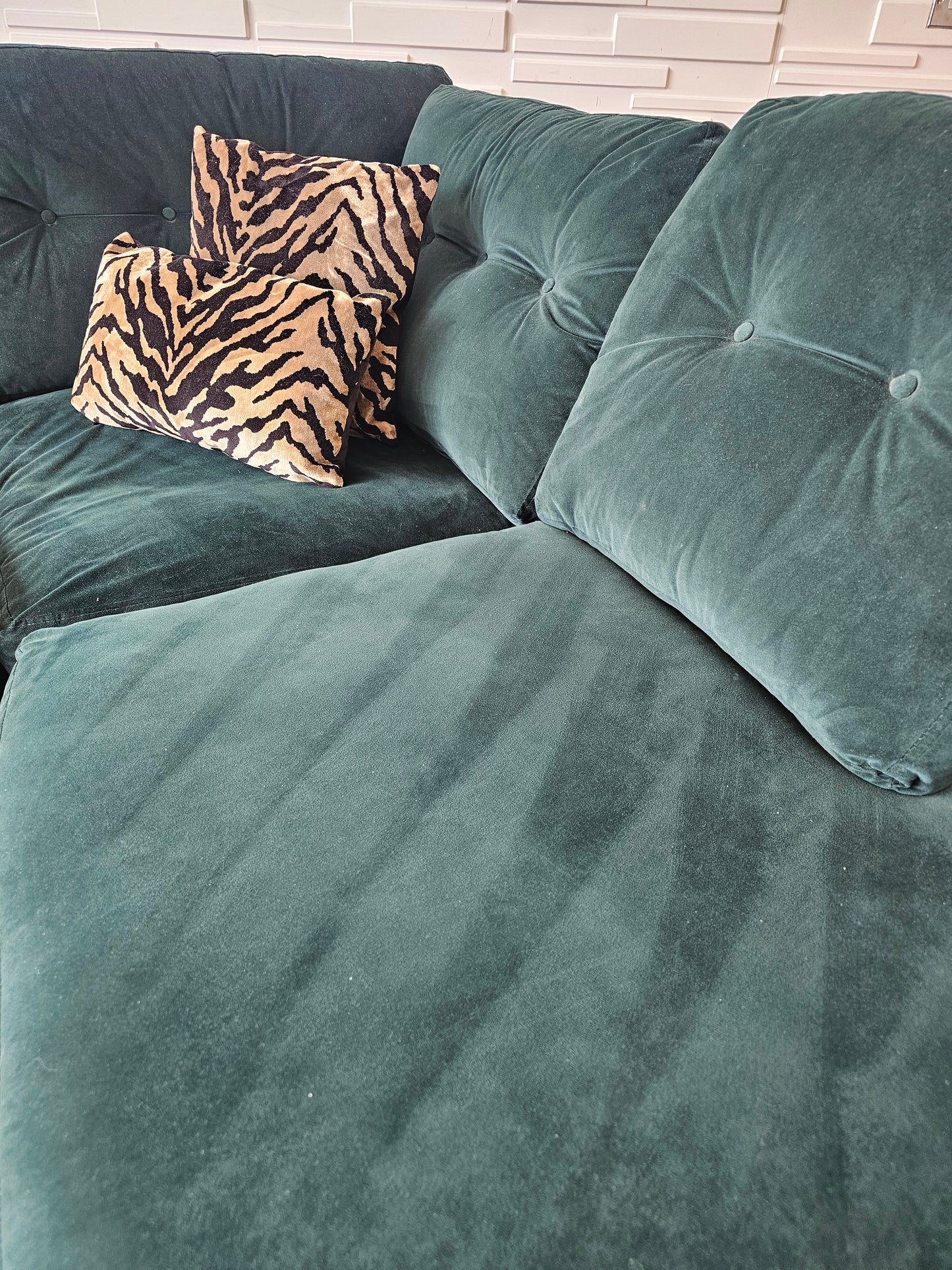 DFS Java Dark Green Plush Velvet Corner Sofa @