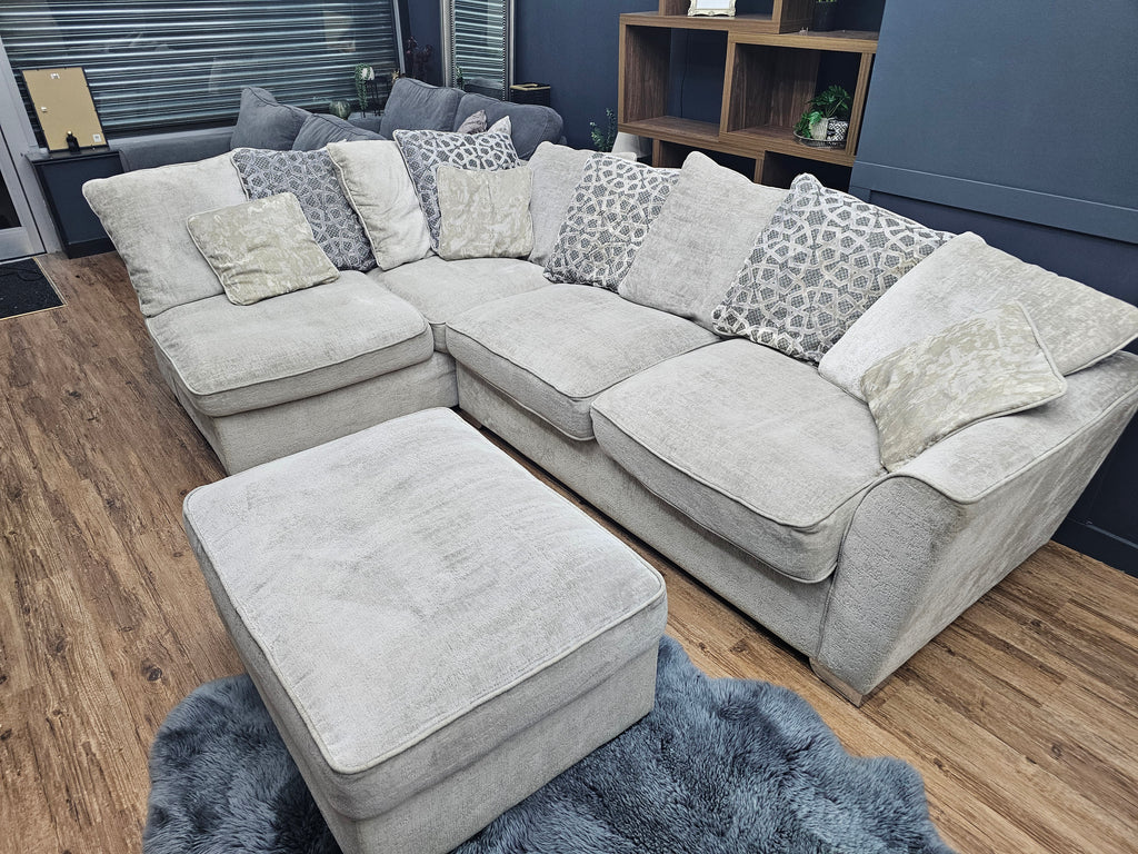 Sofology Greige Corner Sofa & Footstool