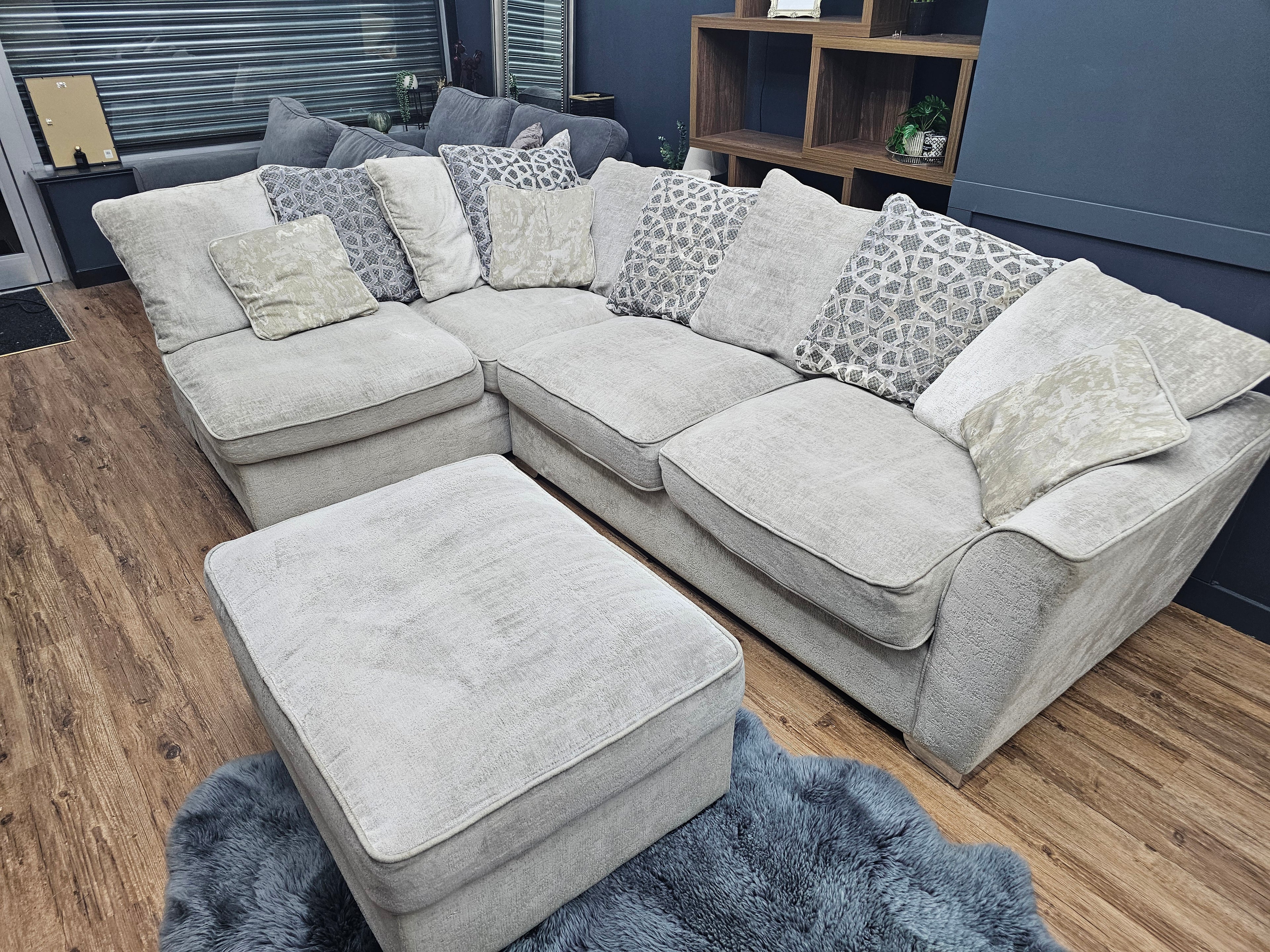 Sofology Greige Corner Sofa & Footstool