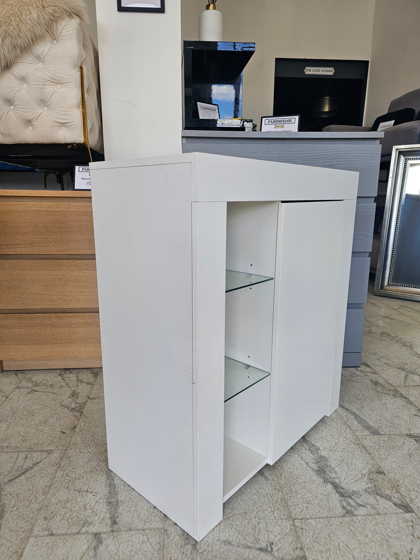 White Display Cabinet with Shelving A