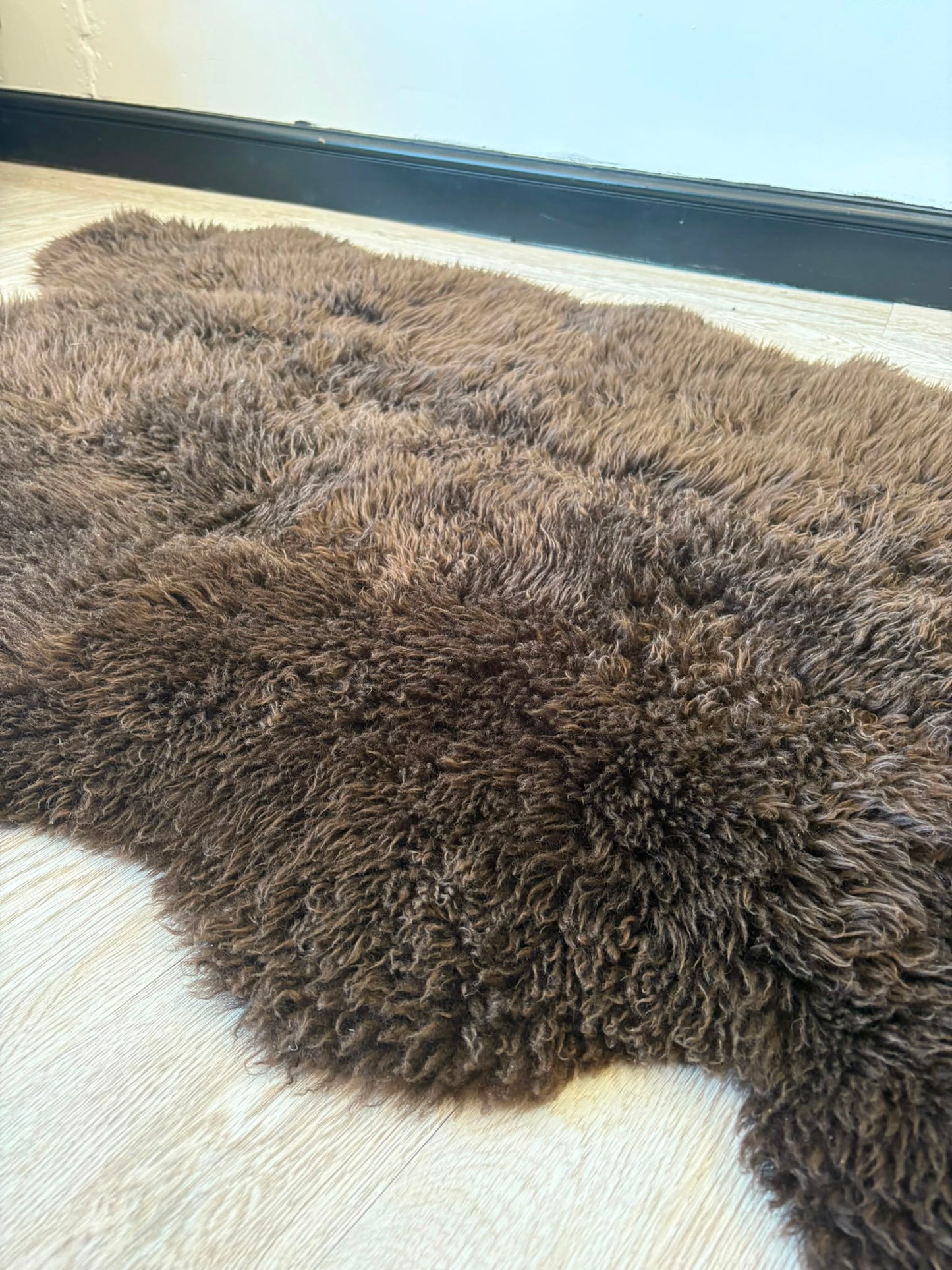 Large Chocolate Brown 100% Sheepskin Rug 160cm
