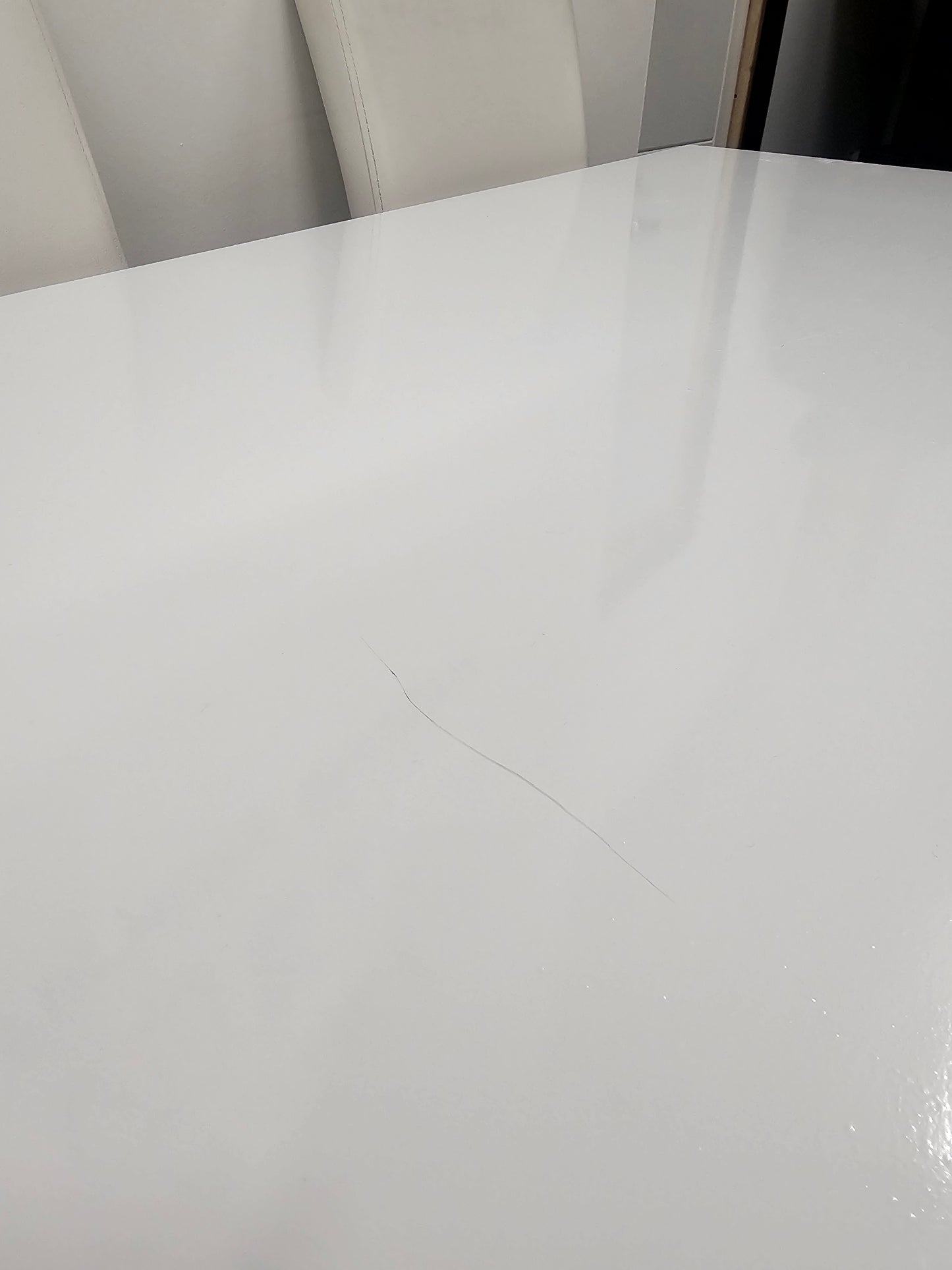Dining Table & 4 Faux Leather Chairs (table has been wrapped)@