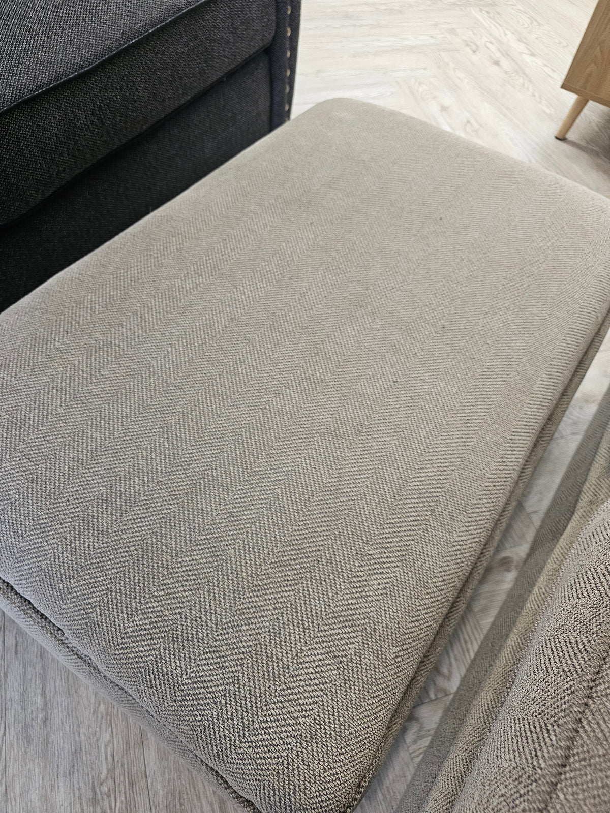 CLEARANCE Sofology Chalfont 3 Seater Sofa, Chair & Footstool in Beige/Taupe @
