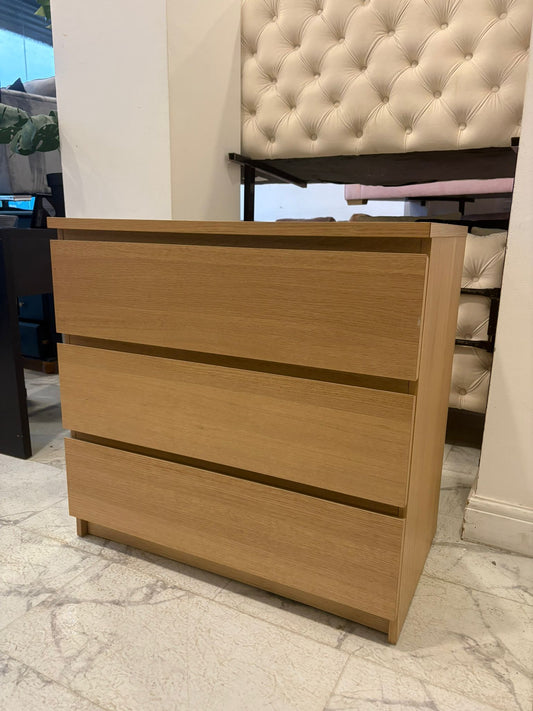 Ikea Malm White Oak 3 Drawer Chest T